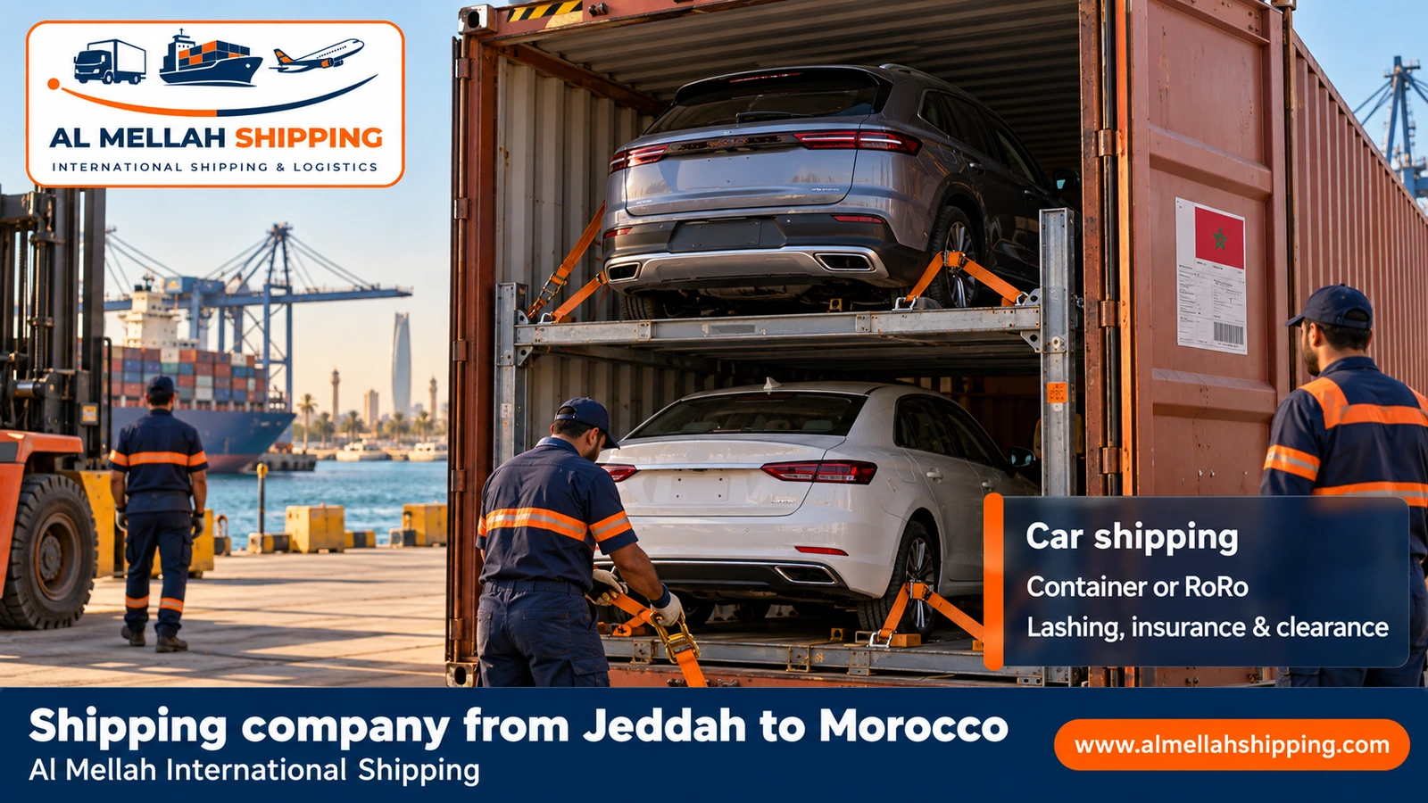 Car shipping from Jeddah to Morocco with Al Mellah