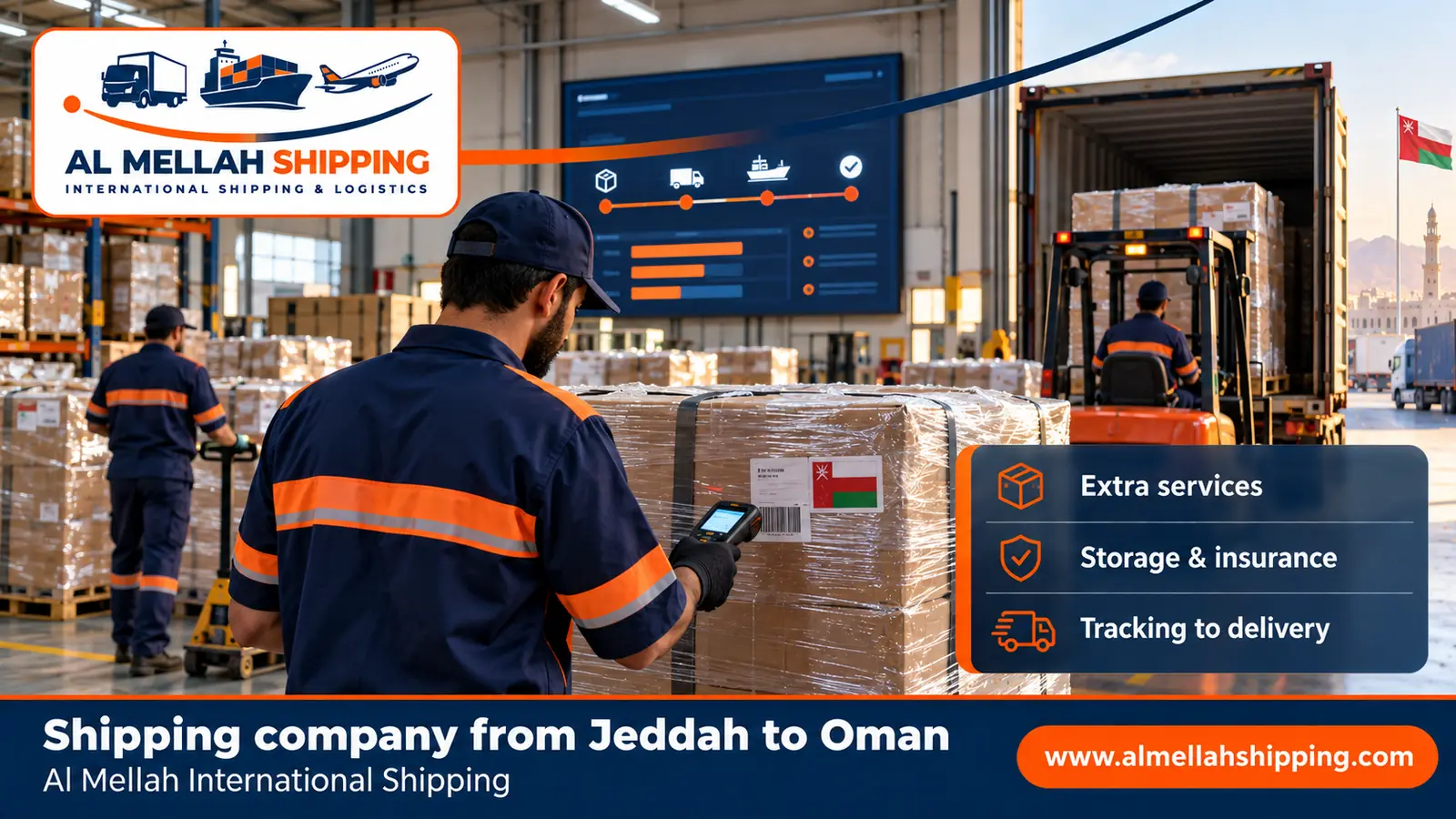Packing and storage before shipping from Jeddah to Oman