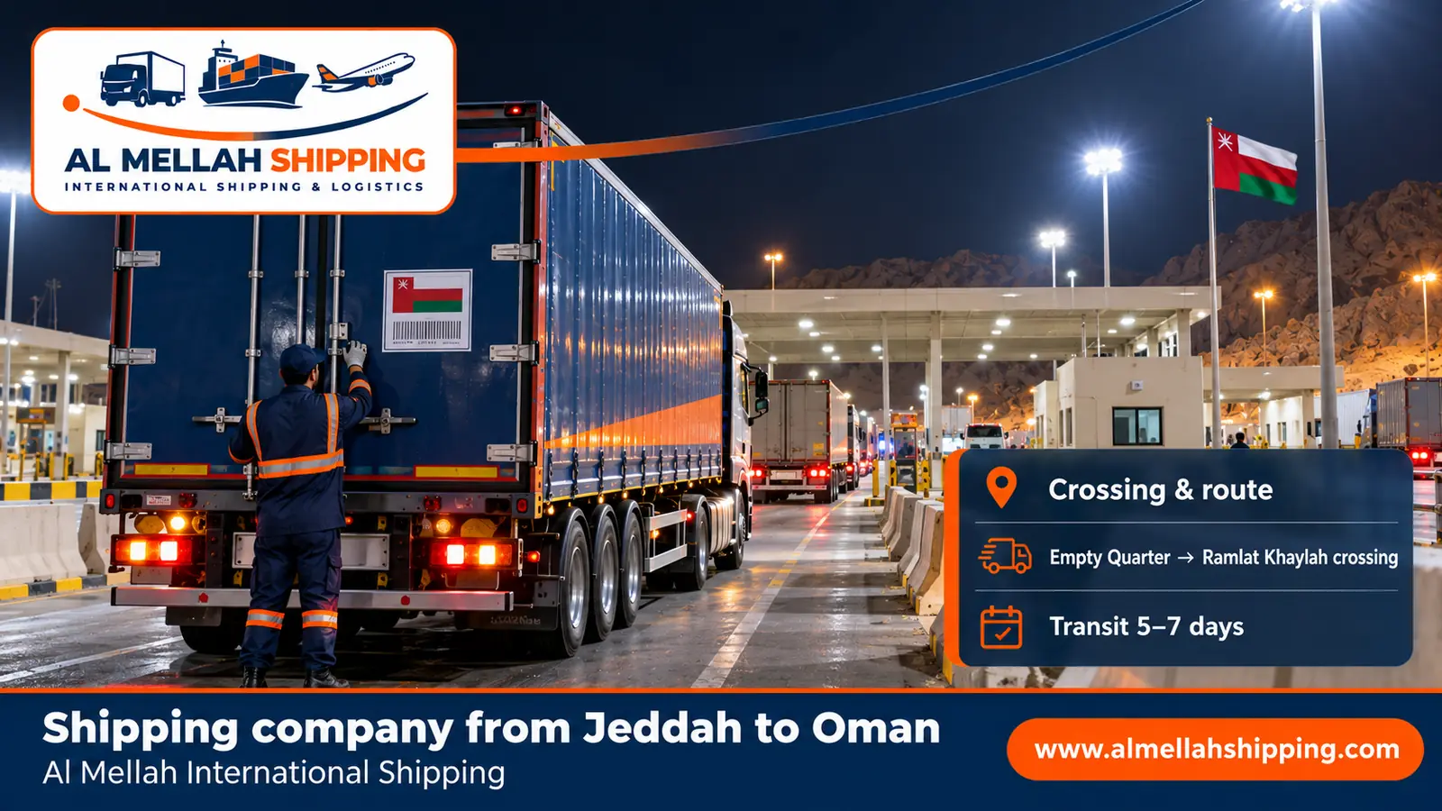 Shipping route from Jeddah to Oman
