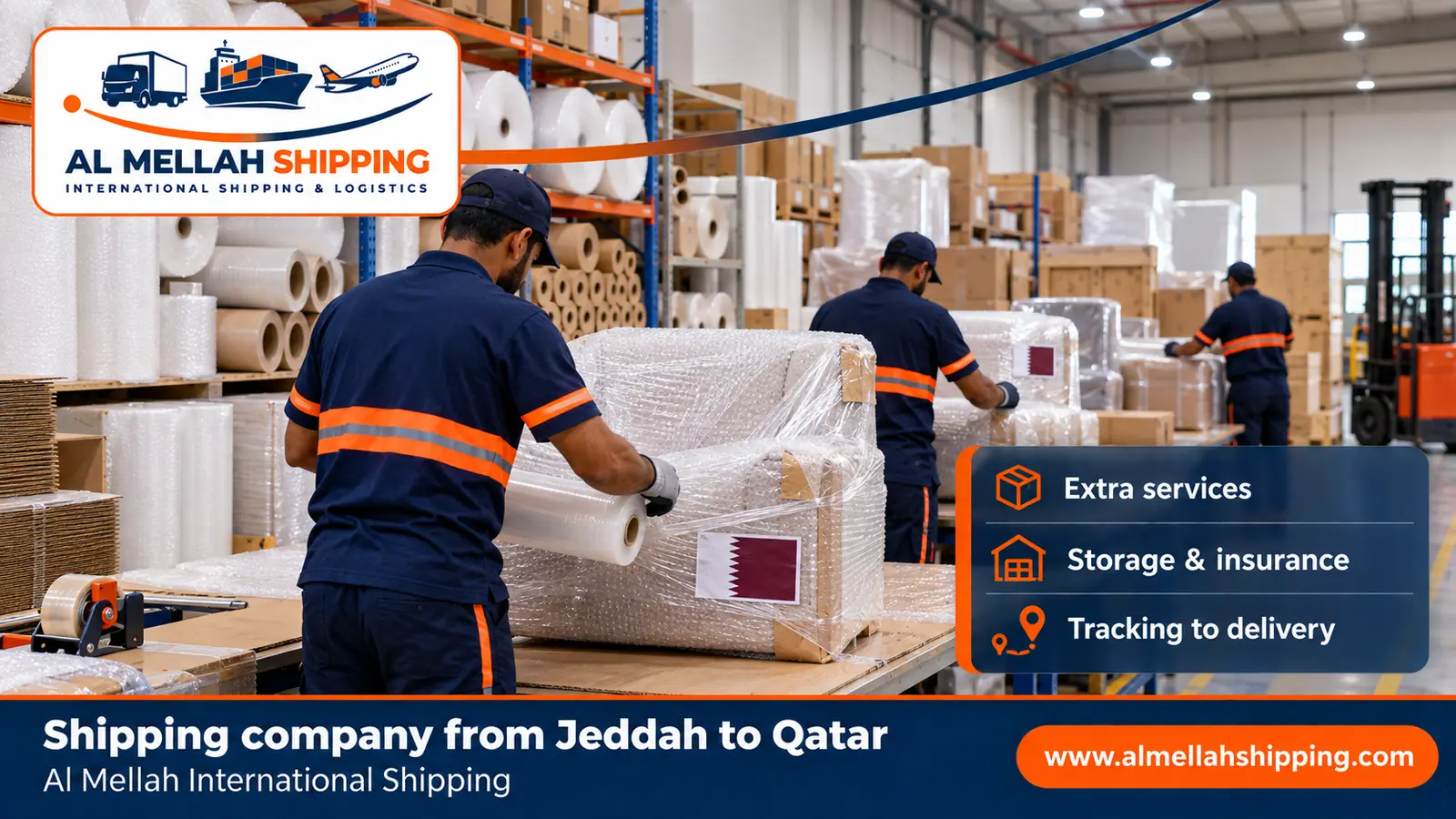 Packing and storage before shipping from Jeddah to Qatar