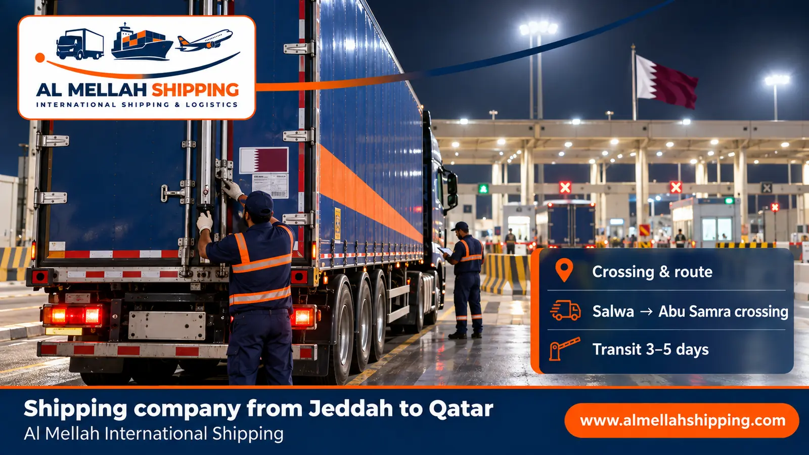 Shipping route from Jeddah to Qatar