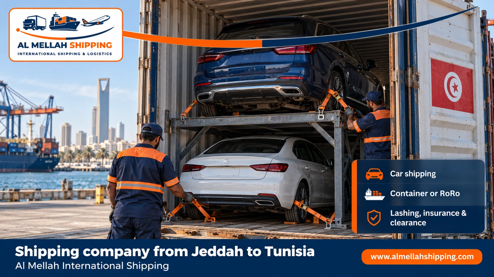 Car shipping from Jeddah to Tunisia with Al Mellah