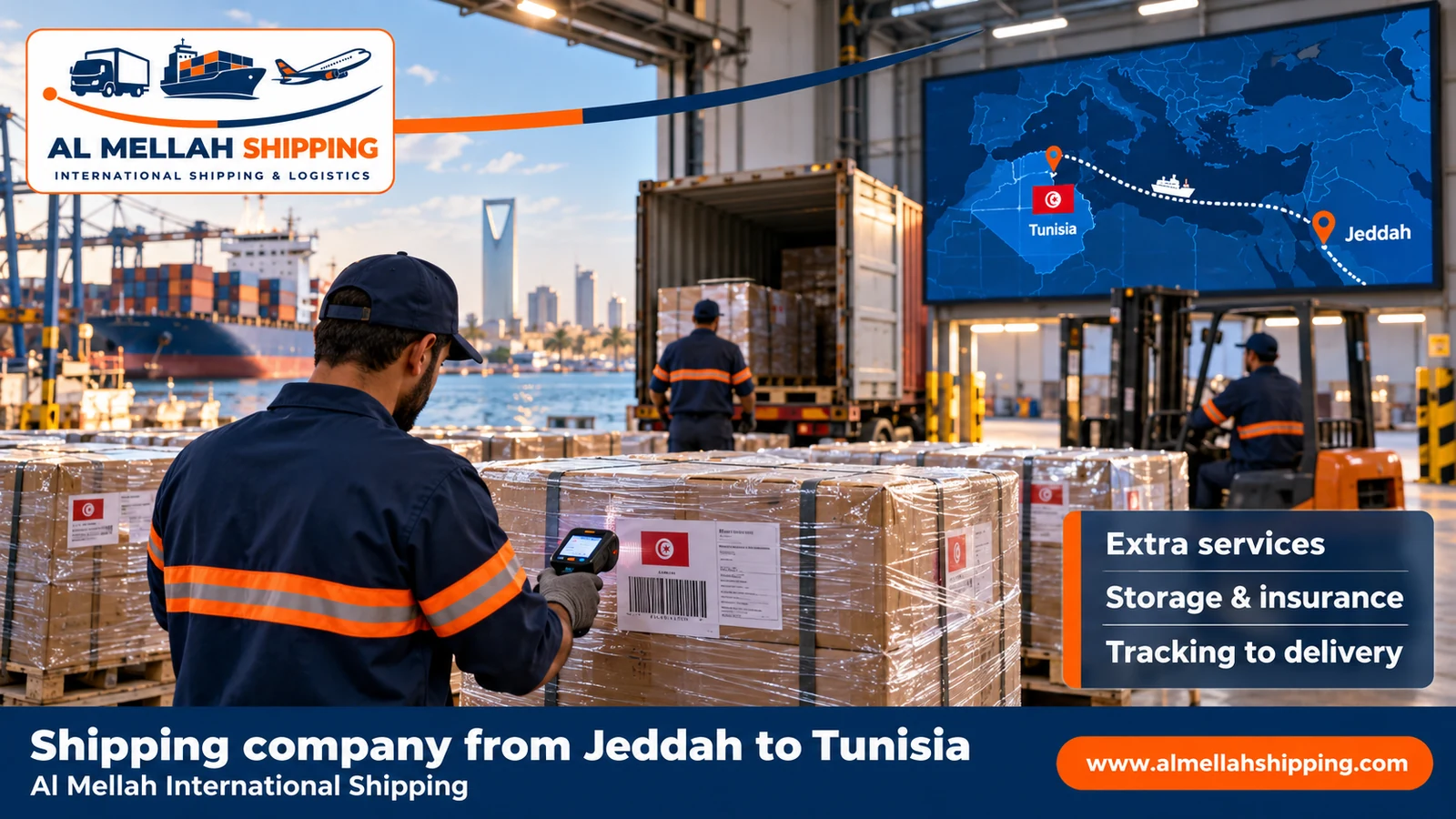 Packing and storage before shipping from Jeddah to Tunisia