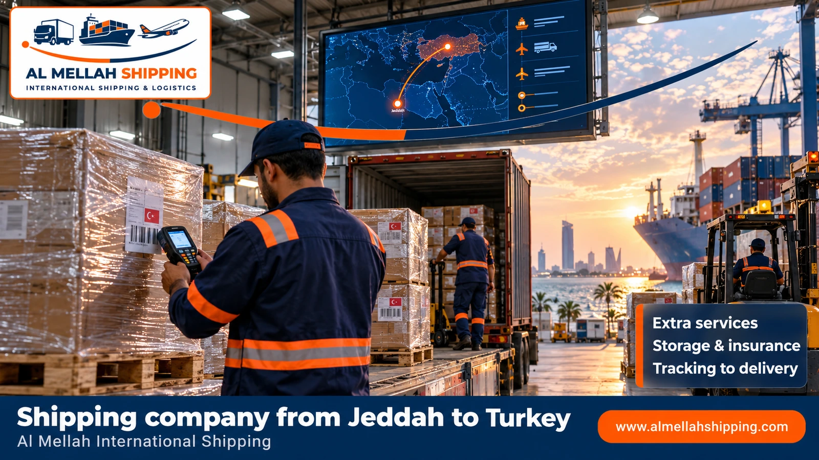 Packing and storing shipments before shipping from Jeddah to Turkey