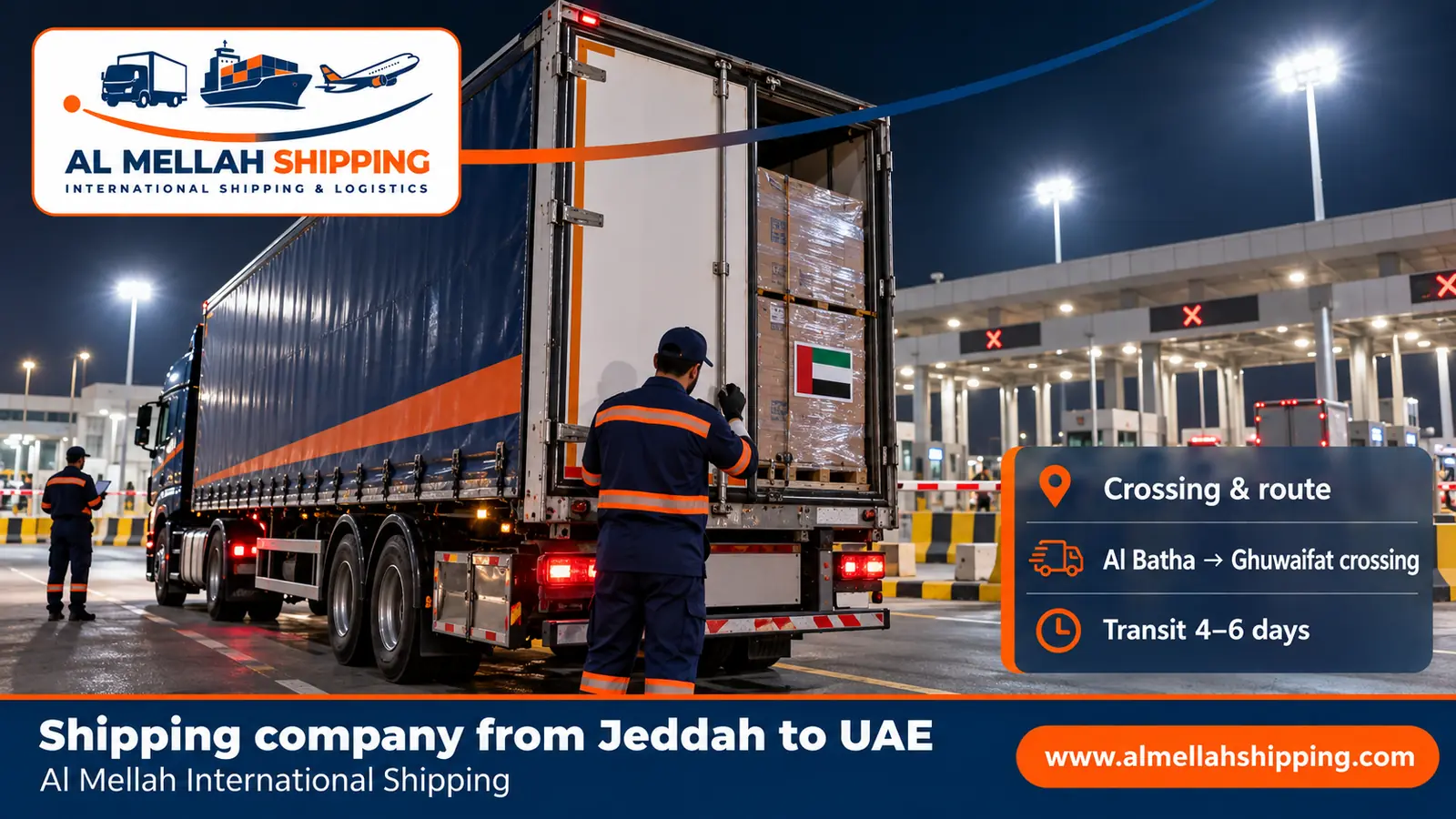 Shipping route from Jeddah to the UAE