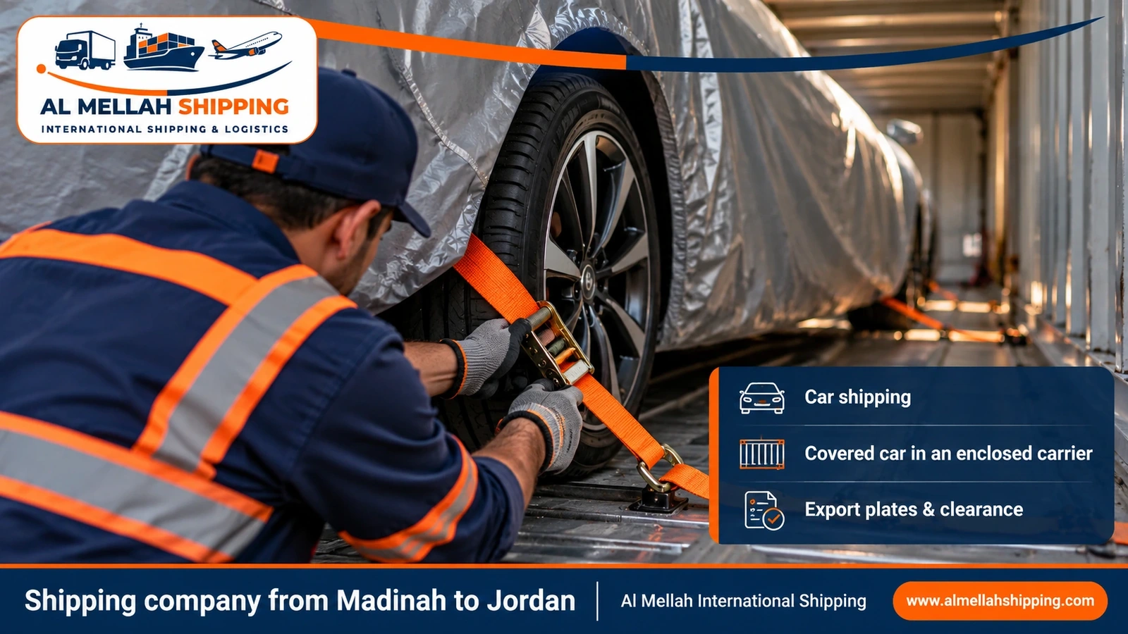 Car shipping from Madinah to Jordan with Al Mellah
