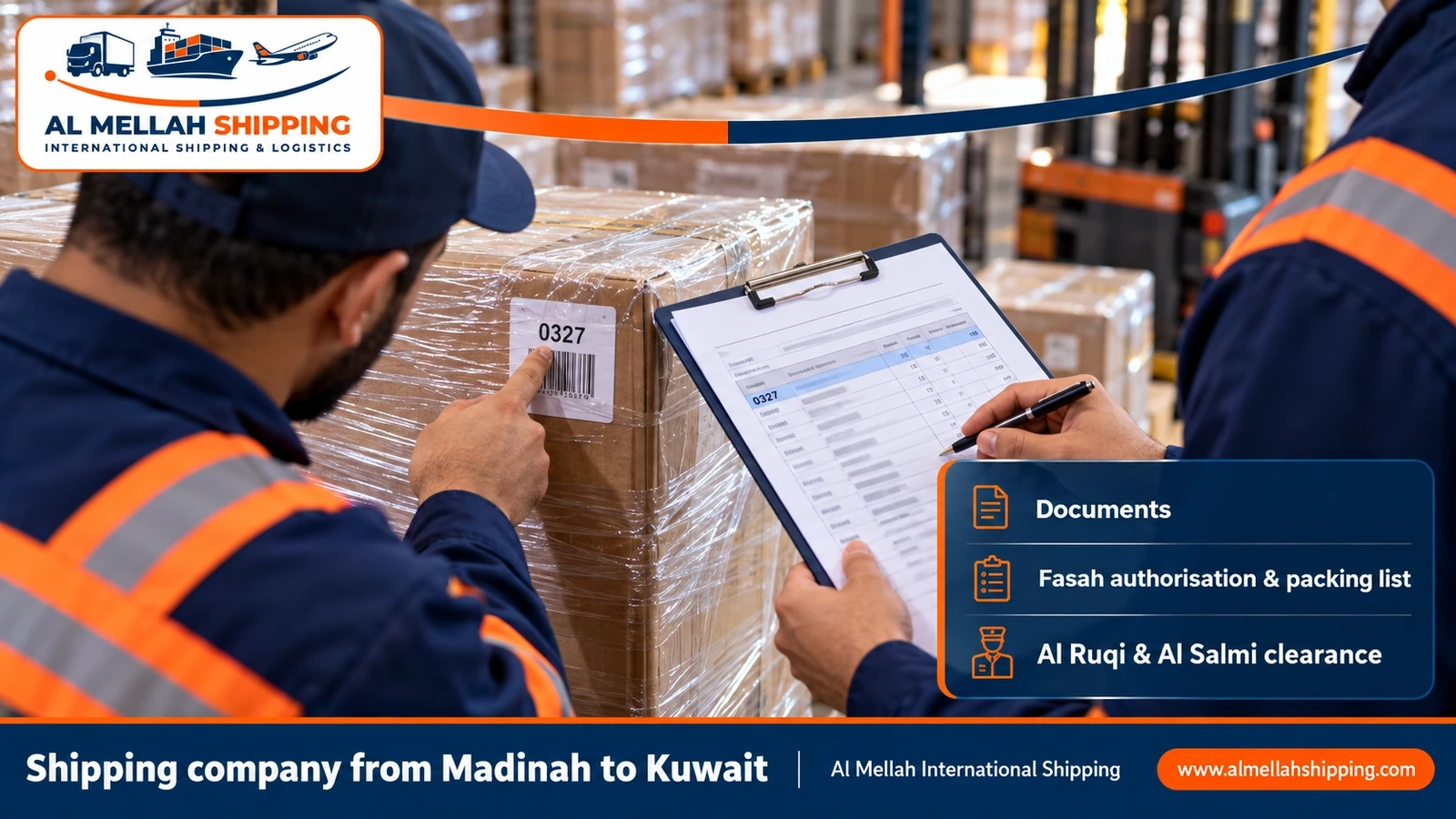 Shipping and customs clearance documents from Madinah to Kuwait