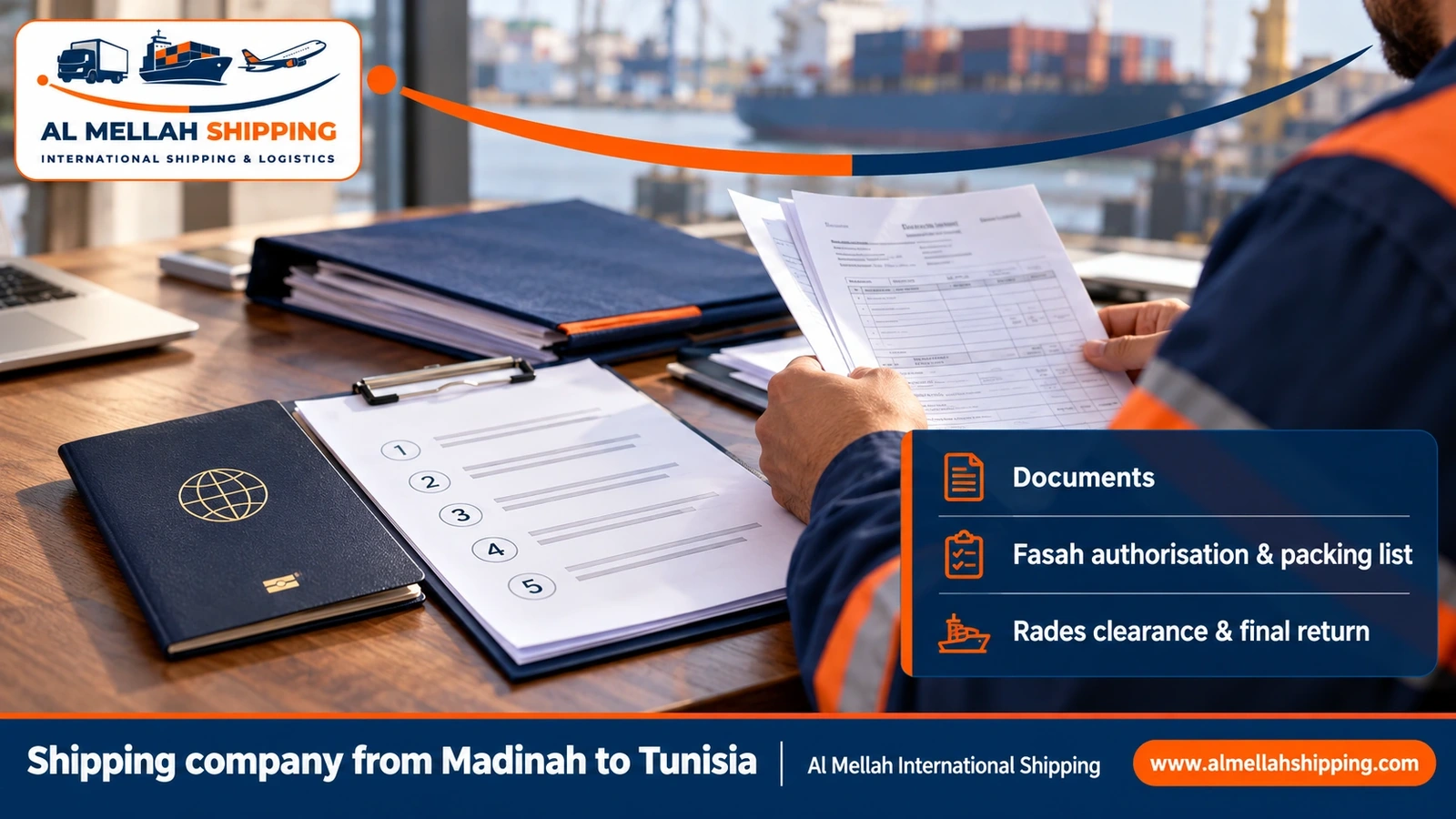 Shipping and customs clearance documents from Madinah to Tunisia