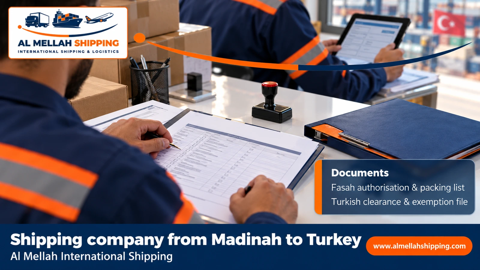 Shipping and customs clearance documents from Madinah to Turkey