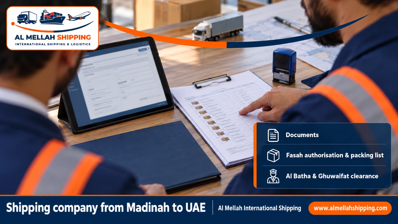 Shipping and customs clearance documents from Madinah to the UAE