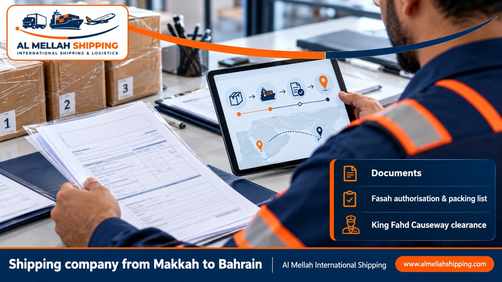 Shipping and customs clearance documents from Makkah to Bahrain