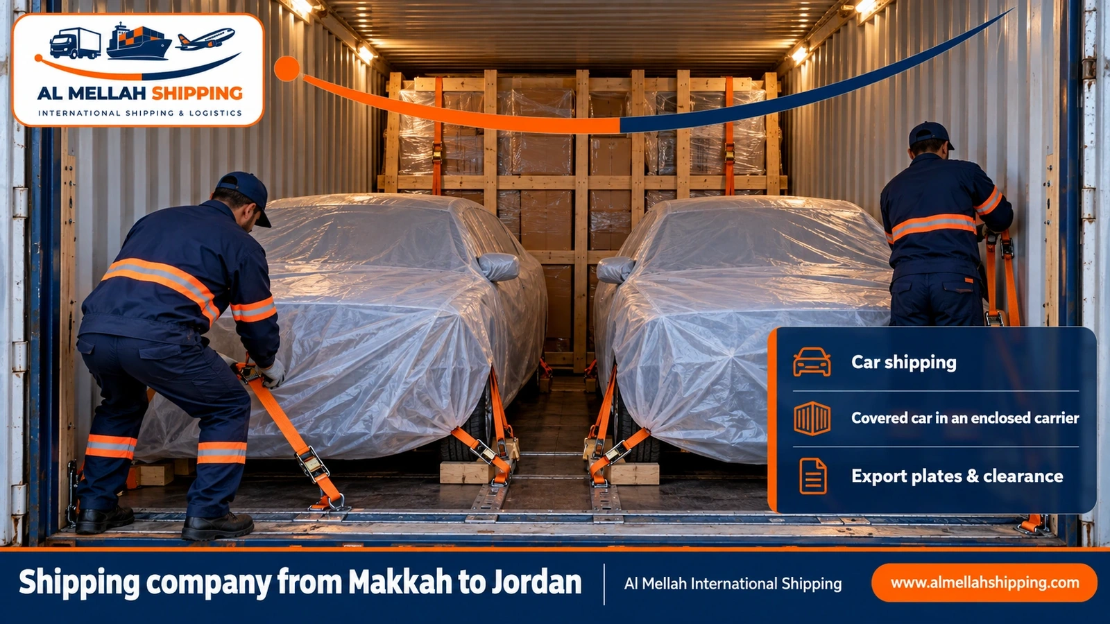 Car shipping from Makkah to Jordan with Al Mellah
