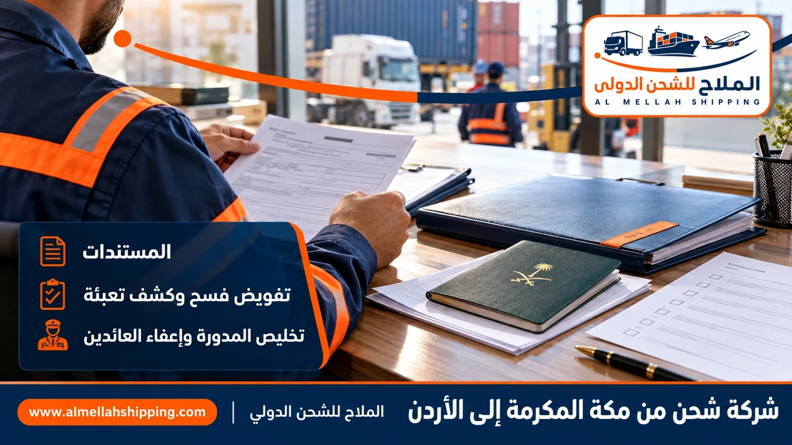 مستندات الشحن والتخليص الجمركي من مكة المكرمة إلى الأردن
