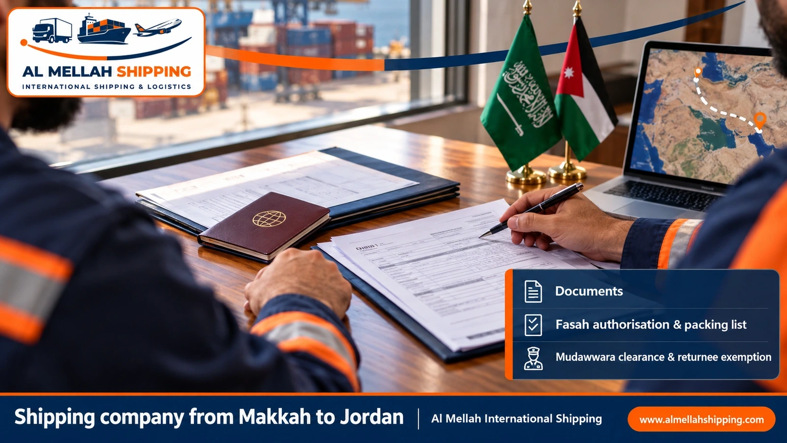 Shipping and customs clearance documents from Makkah to Jordan
