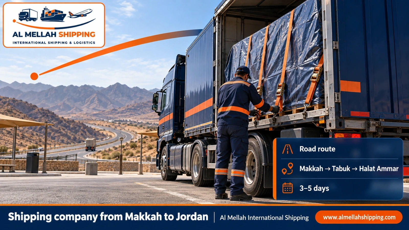 Road route from Makkah to Jordan via the Halat Ammar crossing