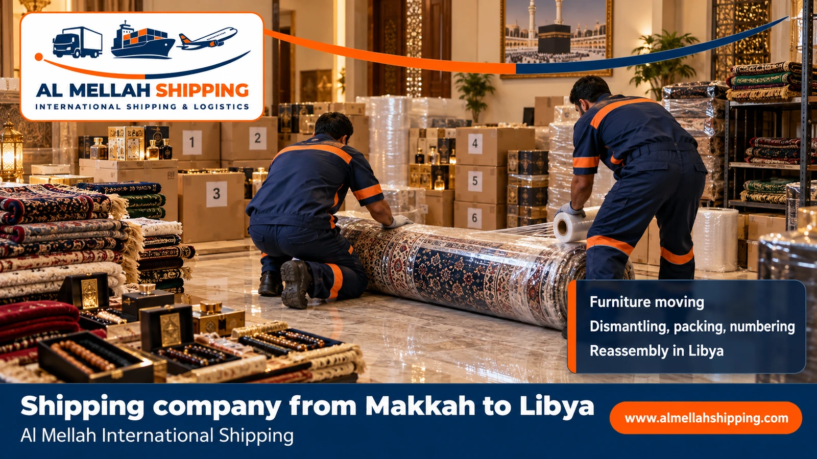 Furniture moving from Makkah to Libya with sea packing