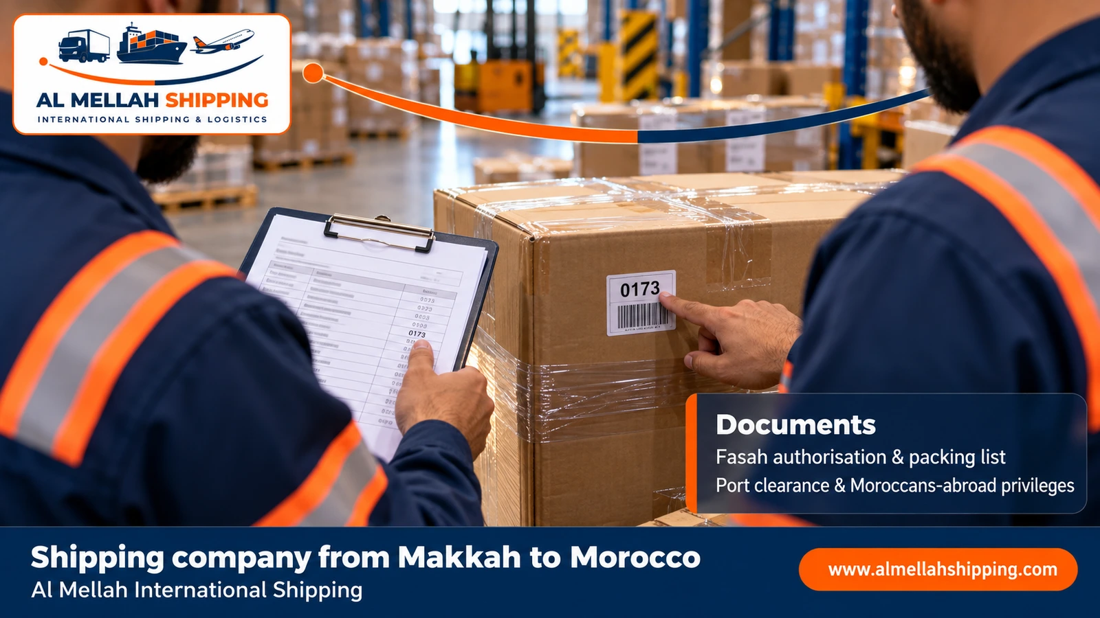 Shipping and customs clearance documents from Makkah to Morocco