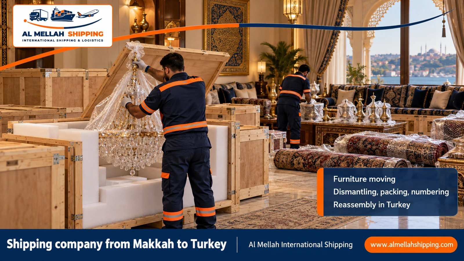 Furniture moving from Makkah to Turkey with sea packing