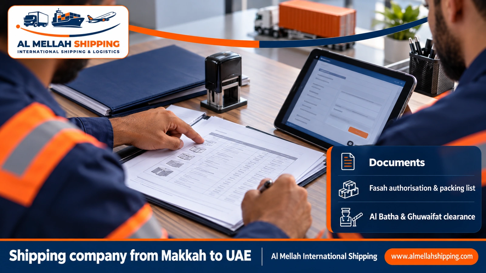 Shipping and customs clearance documents from Makkah to the UAE