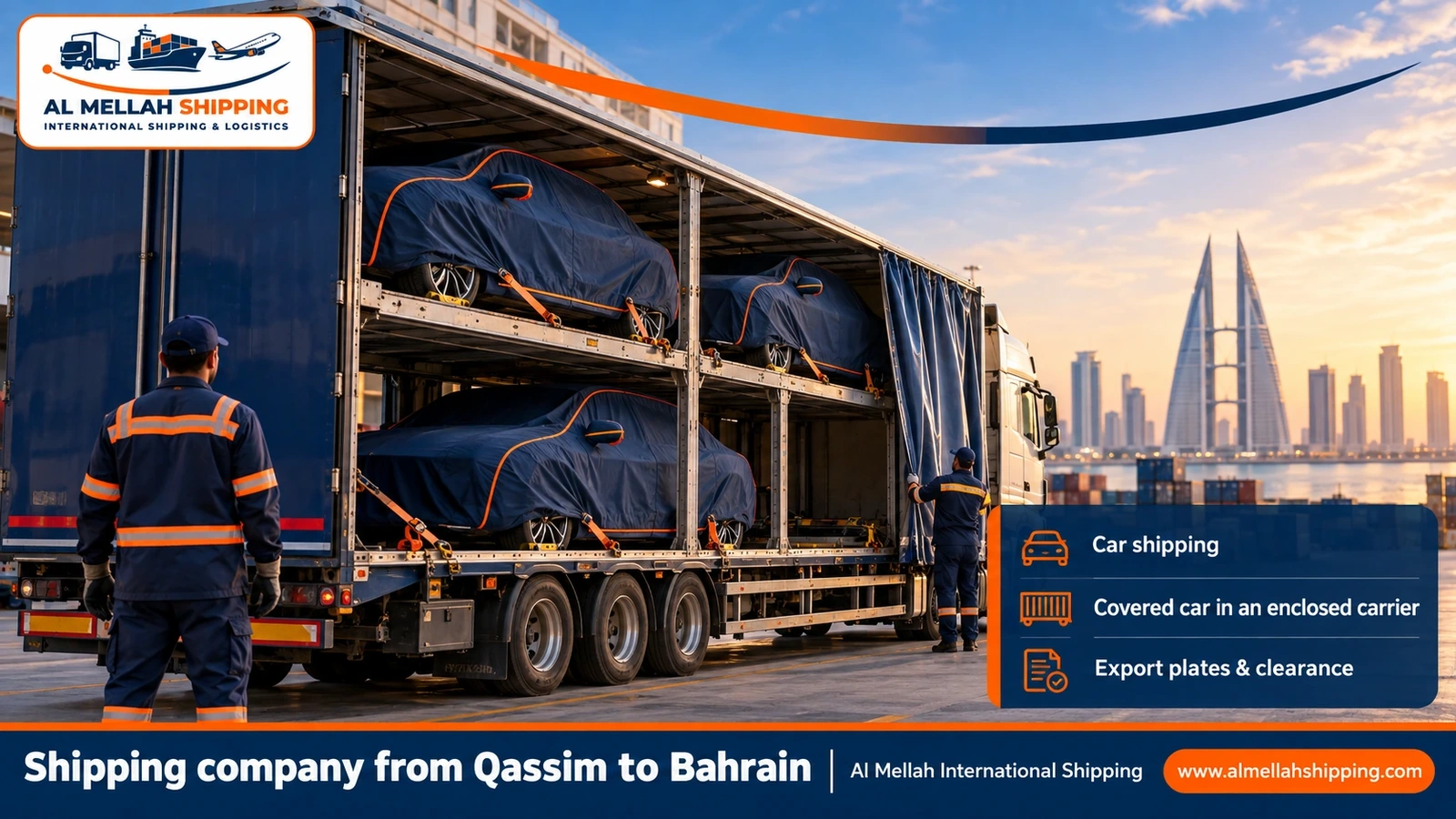 Car shipping from Qassim to Bahrain with Al Mellah