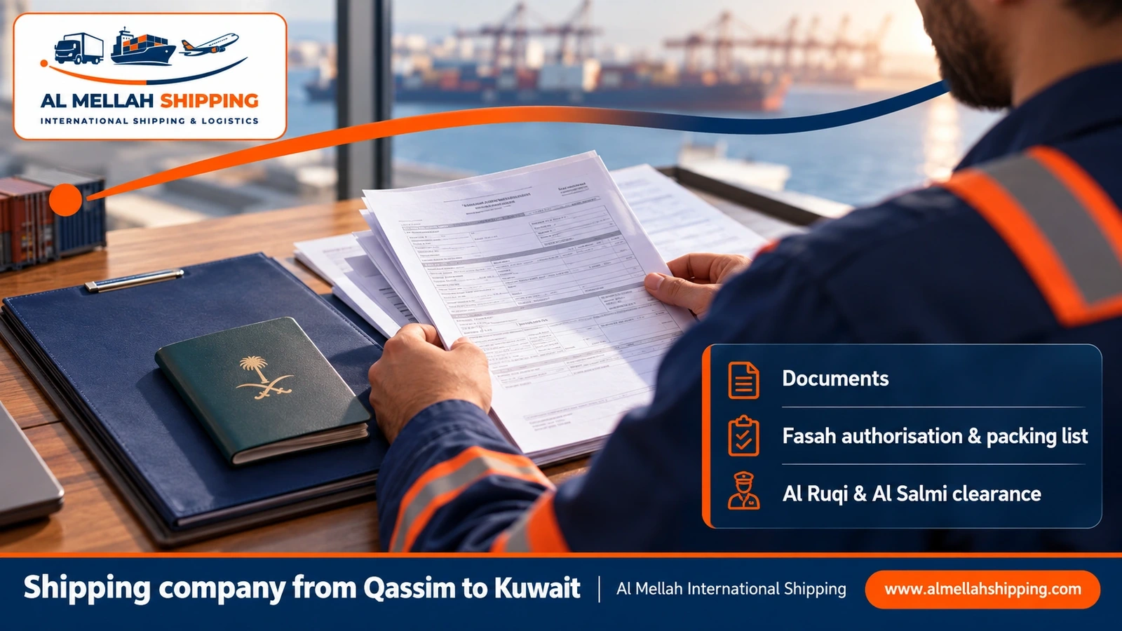 Shipping and customs clearance documents from Qassim to Kuwait