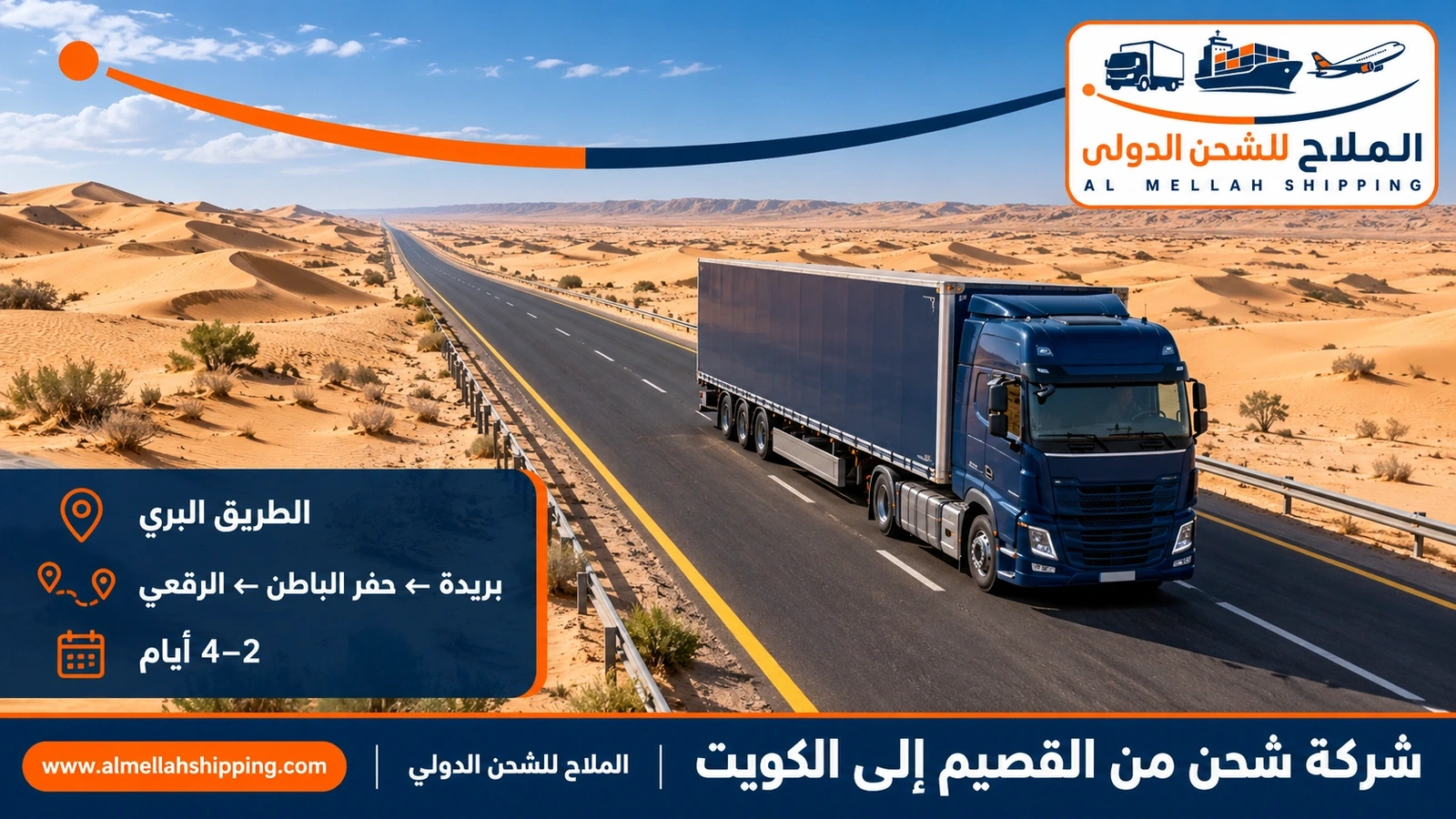 الطريق البري من القصيم إلى الكويت عبر حفر الباطن ومنفذ الرقعي