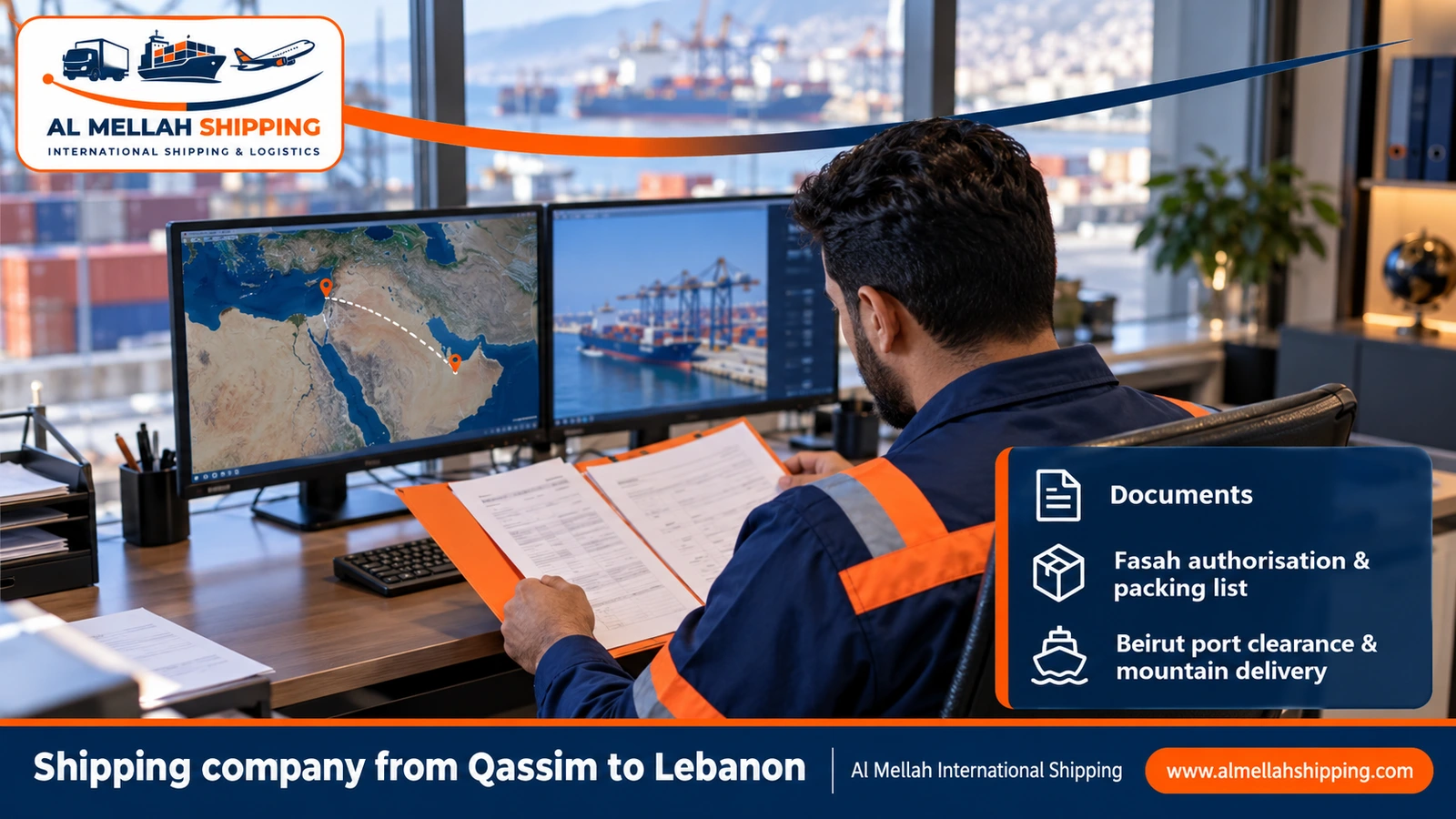 Shipping and customs clearance documents from Qassim to Lebanon