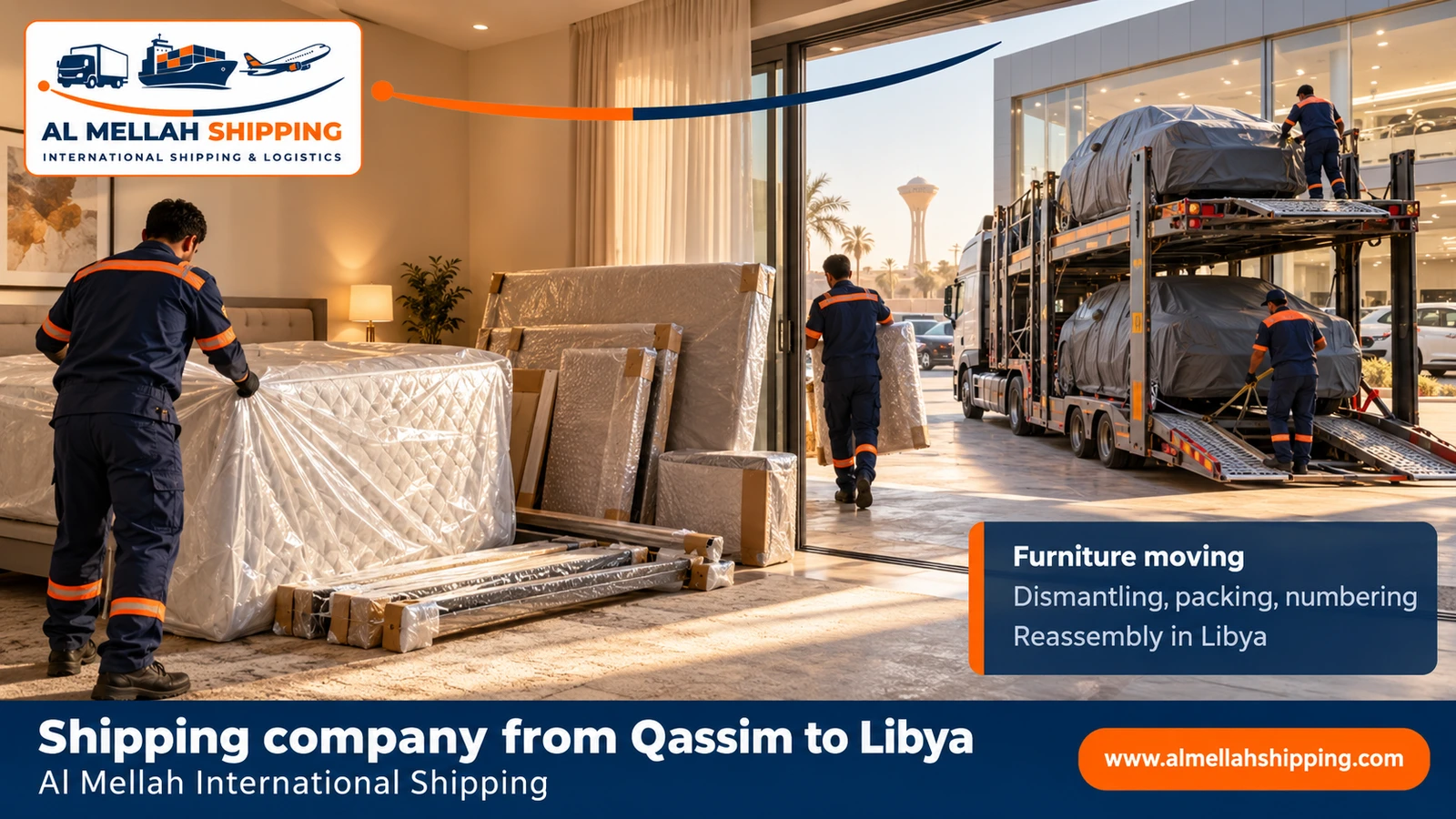 Furniture moving from Qassim to Libya with sea packing