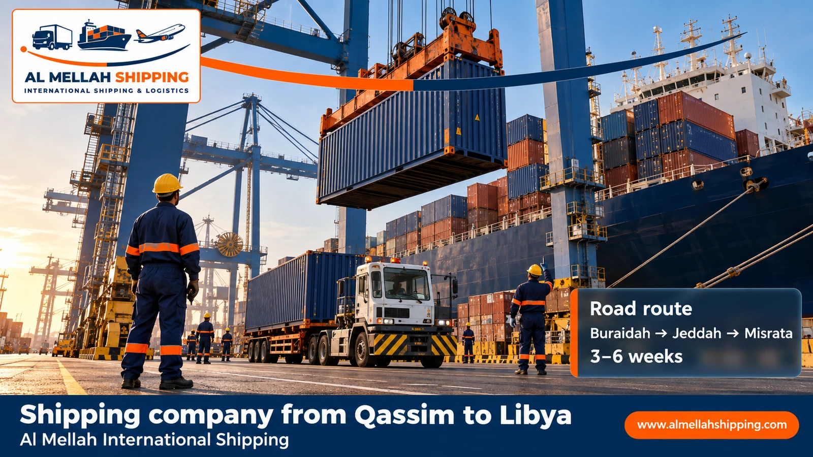Shipping route from Qassim to Libya via Jeddah and Misrata