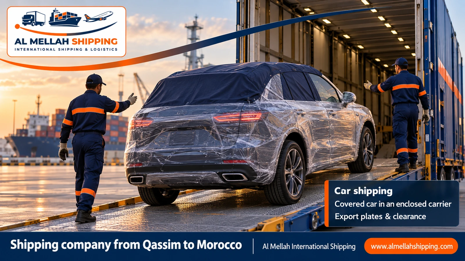 Car shipping from Qassim to Morocco with Al Mellah