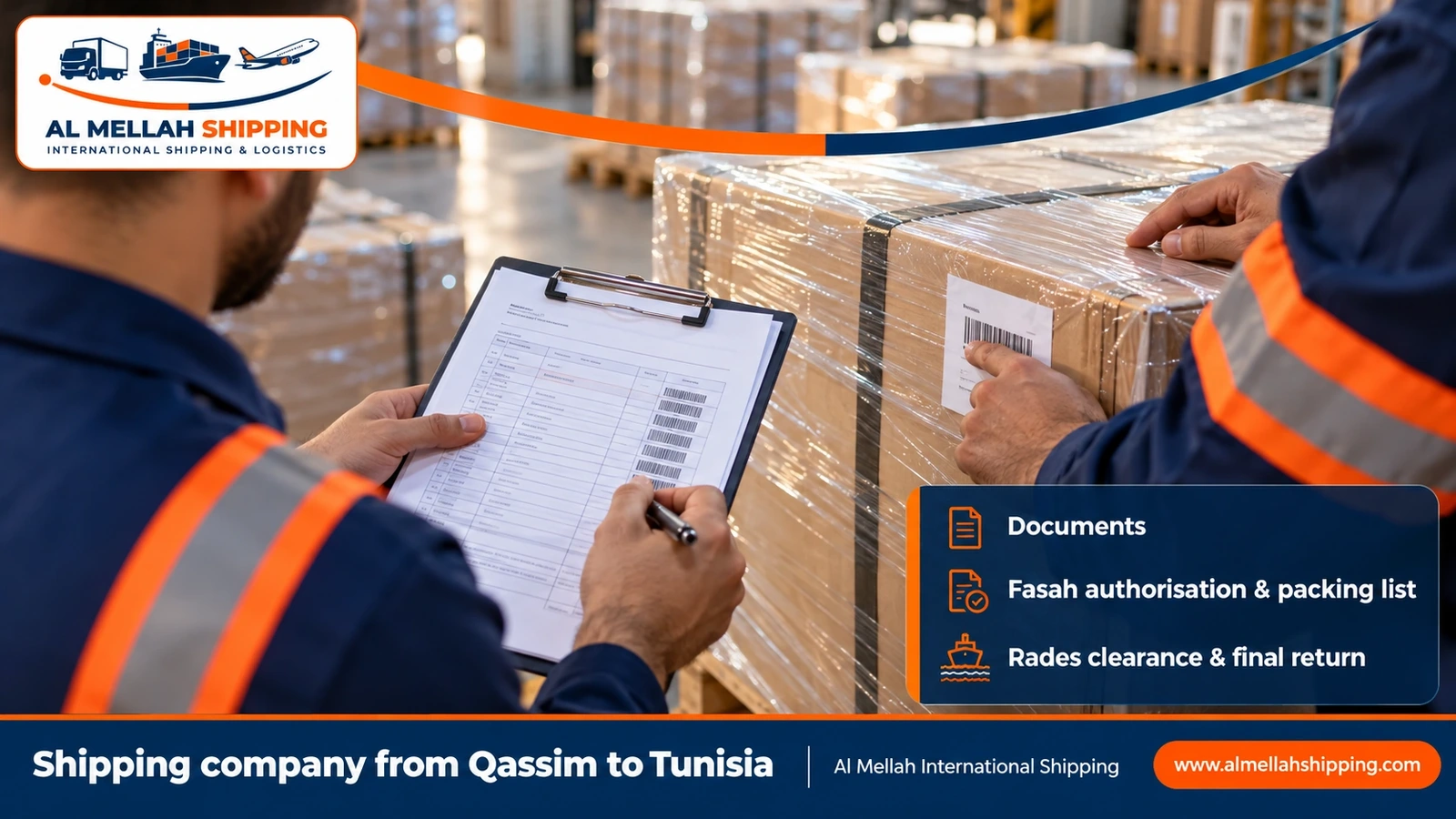Shipping and customs clearance documents from Qassim to Tunisia