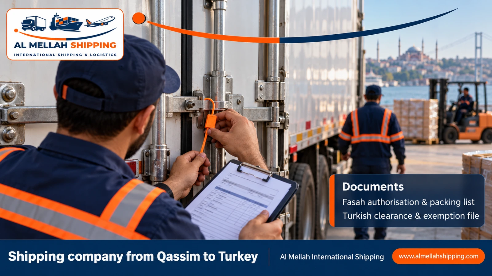 Shipping and customs clearance documents from Qassim to Turkey