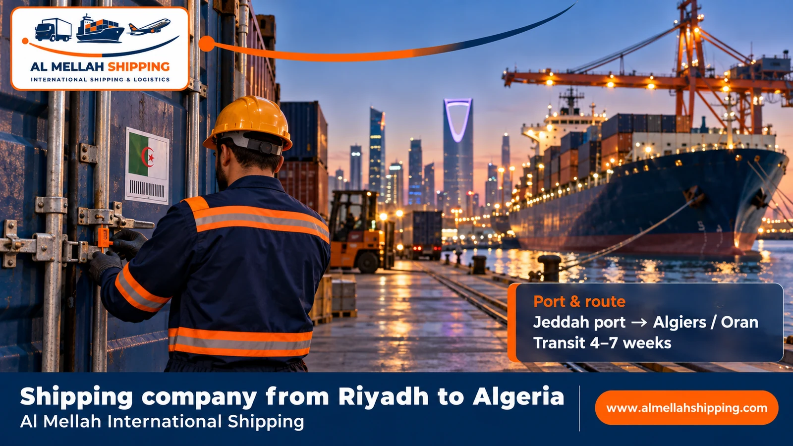 Sea shipping from Riyadh to Algeria via Jeddah Islamic Port