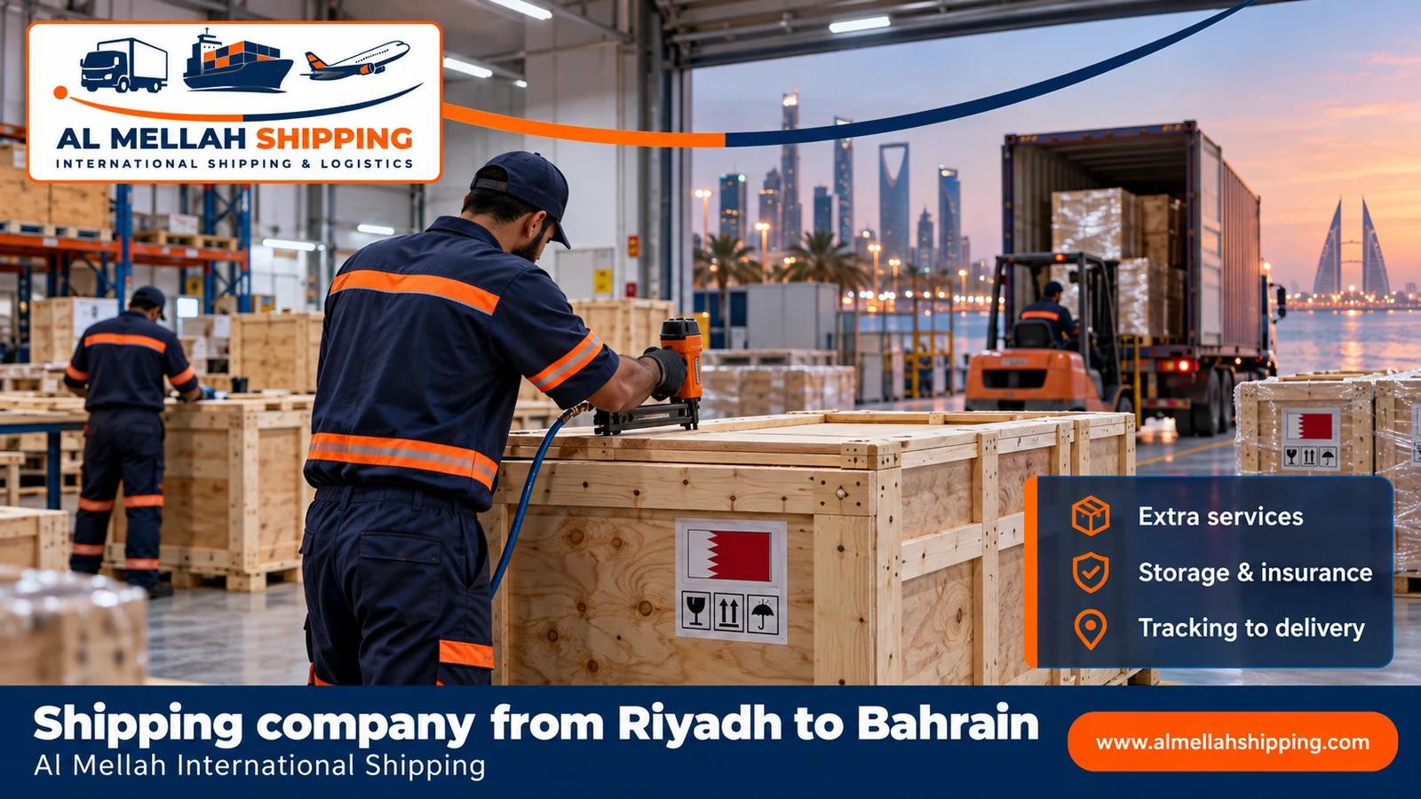 Packing and storage before shipping from Riyadh to Bahrain