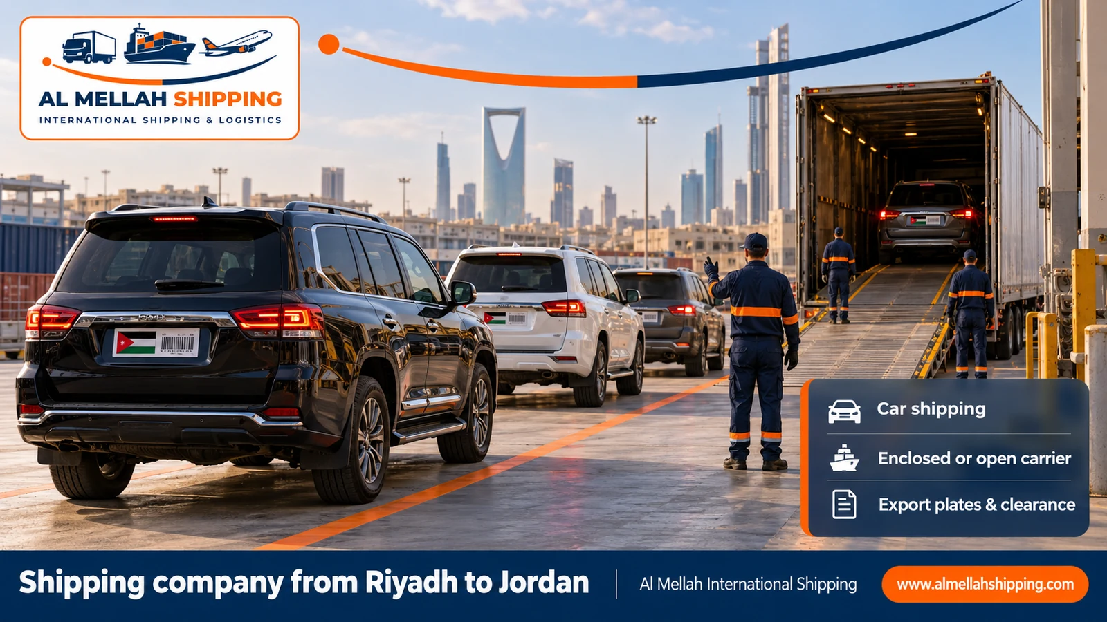 Car shipping from Riyadh to Jordan with Al Mellah