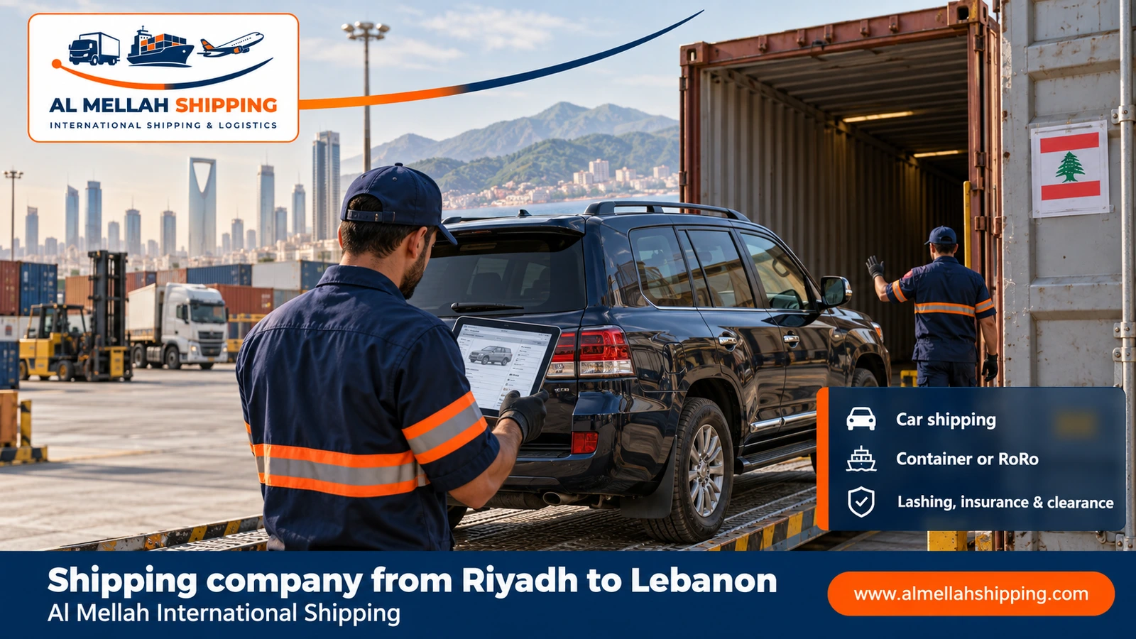 Car shipping from Riyadh to Lebanon with Al Mellah