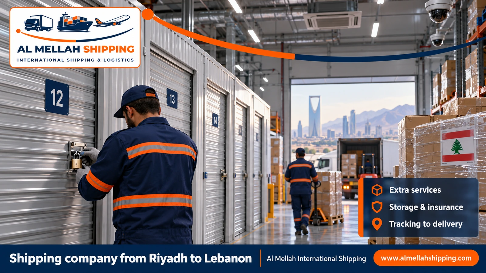 Packing and storing shipments before shipping from Riyadh to Lebanon