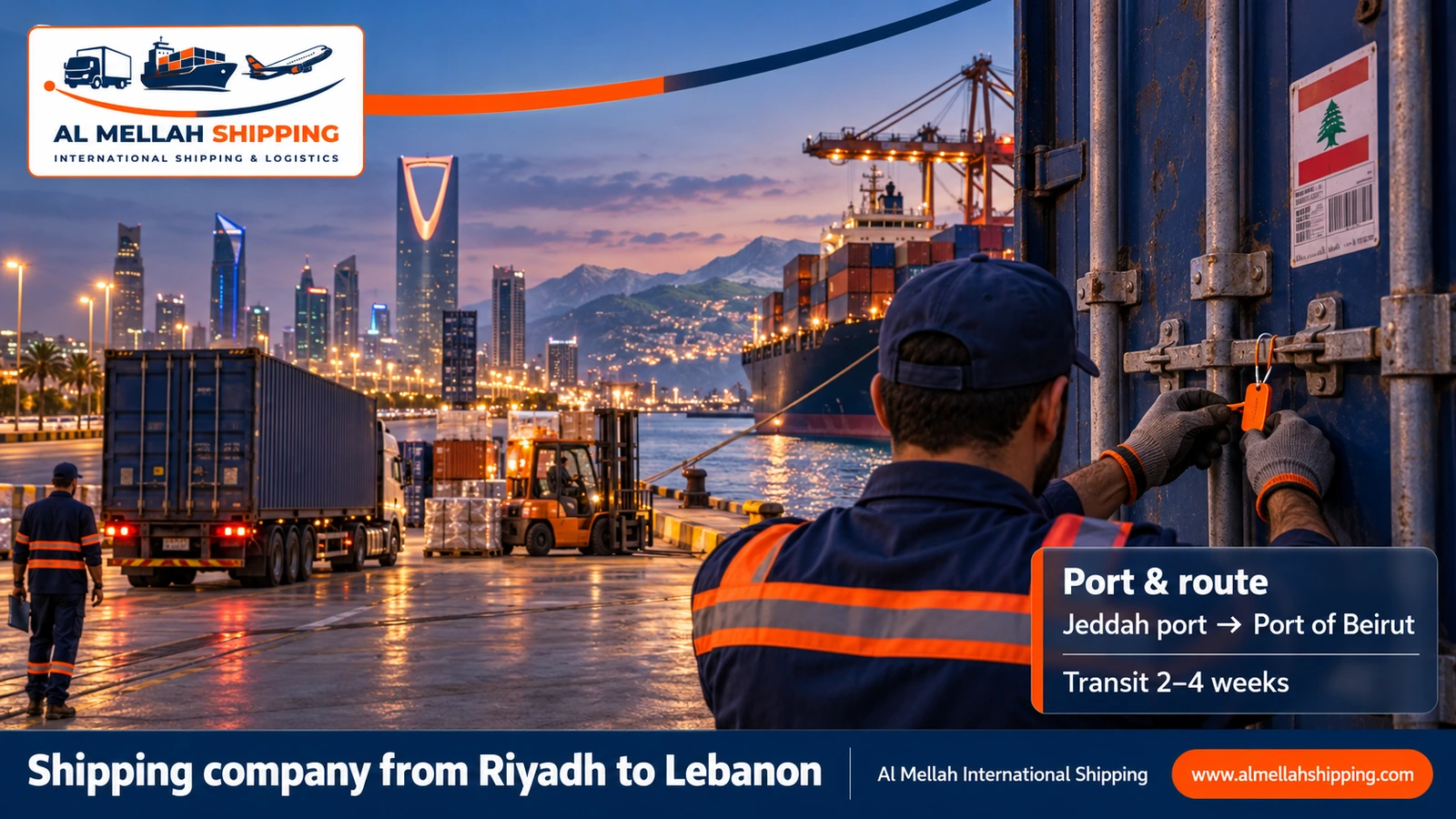 Sea shipping from Riyadh to Lebanon via Jeddah Islamic Port