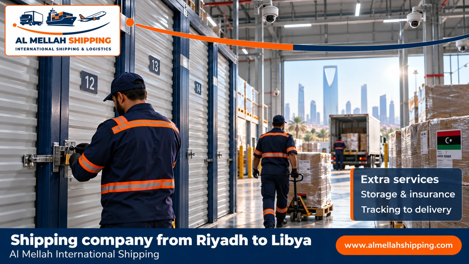 Packing and storing shipments before shipping from Riyadh to Libya