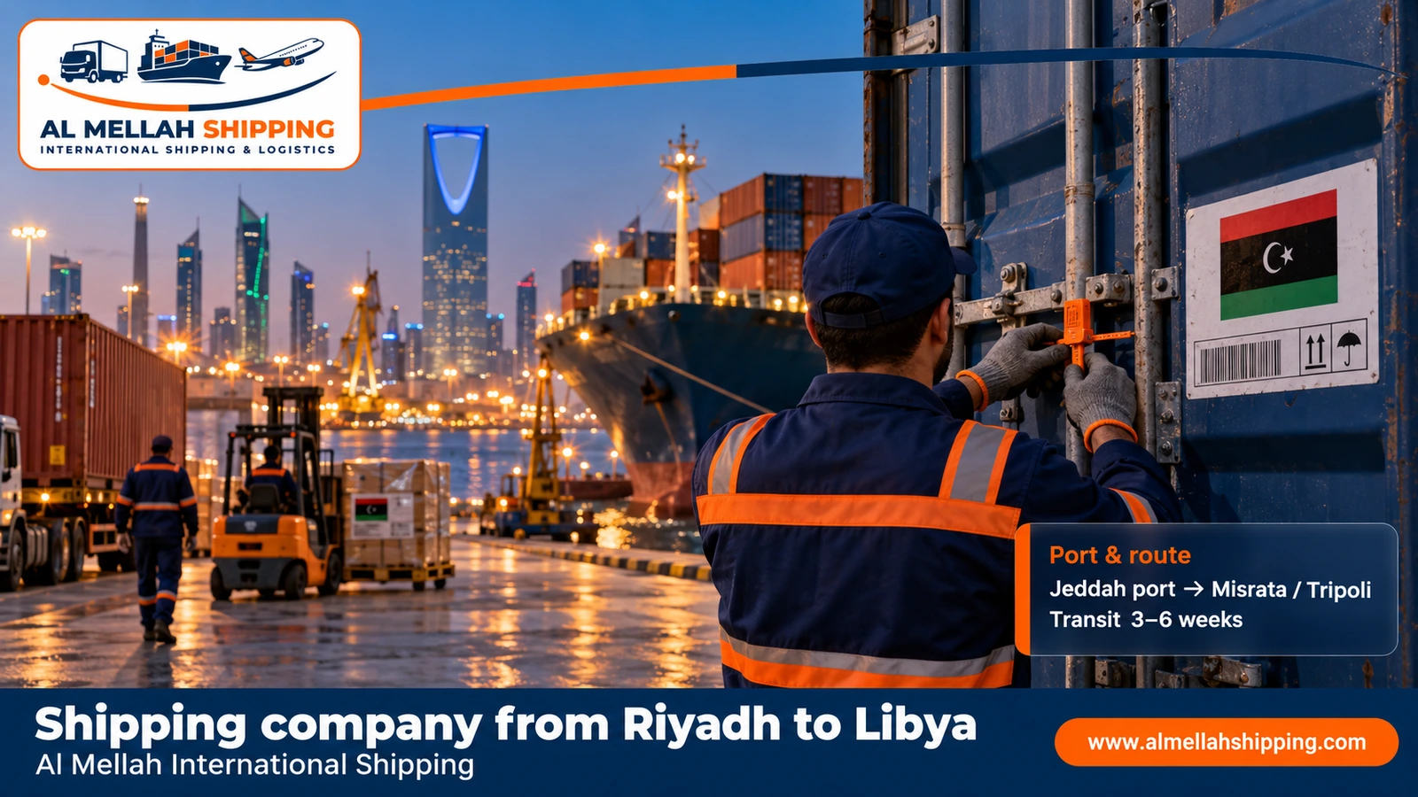 Sea shipping from Riyadh to Libya via Jeddah Islamic Port