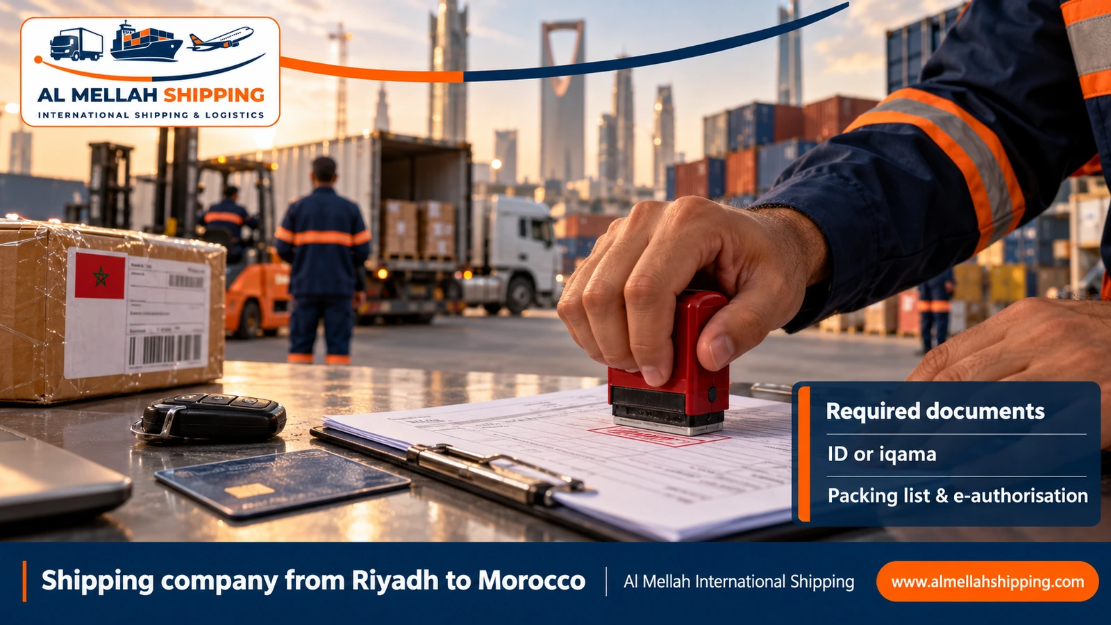 Shipping and customs clearance documents from Riyadh to Morocco