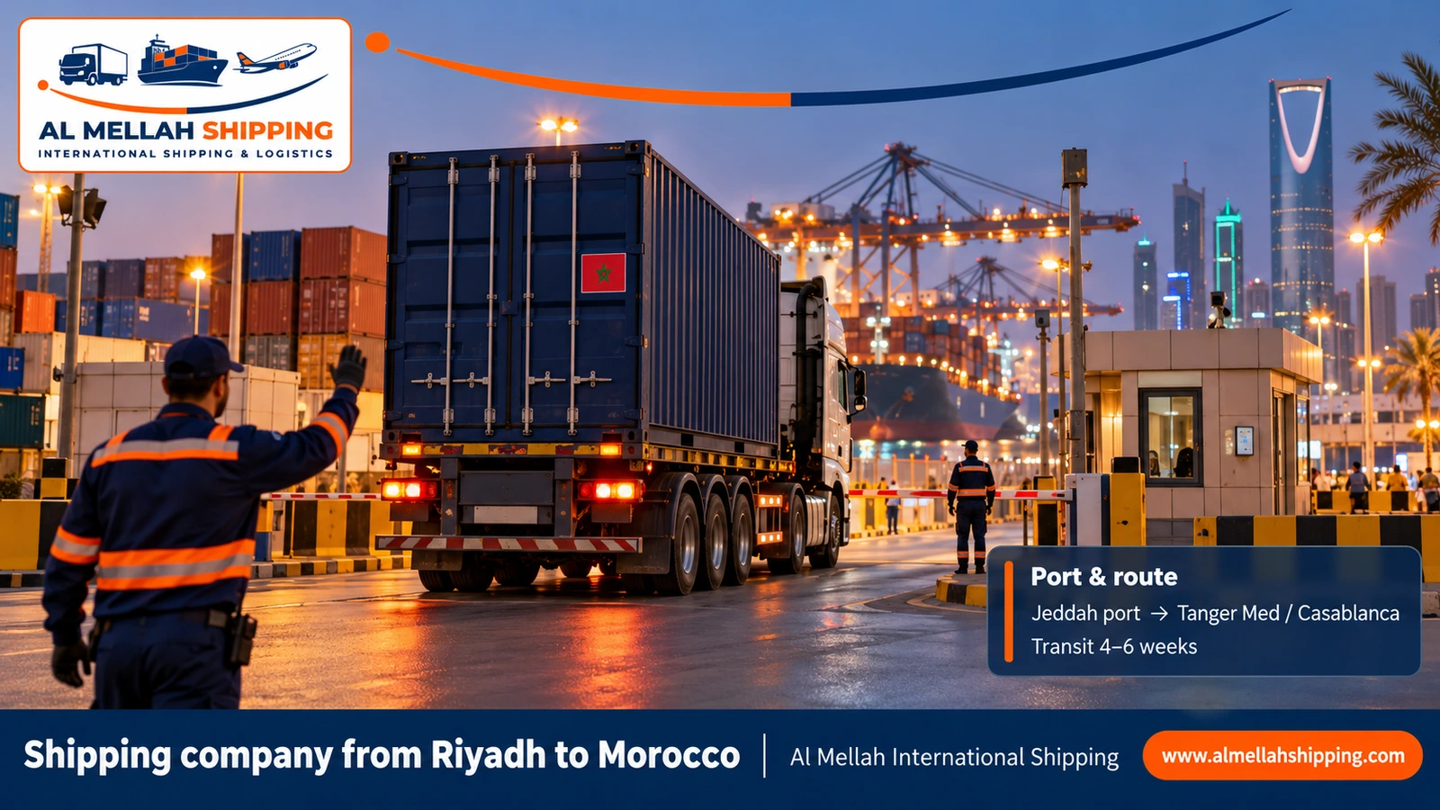 Sea shipping from Riyadh to Morocco via Jeddah Islamic Port