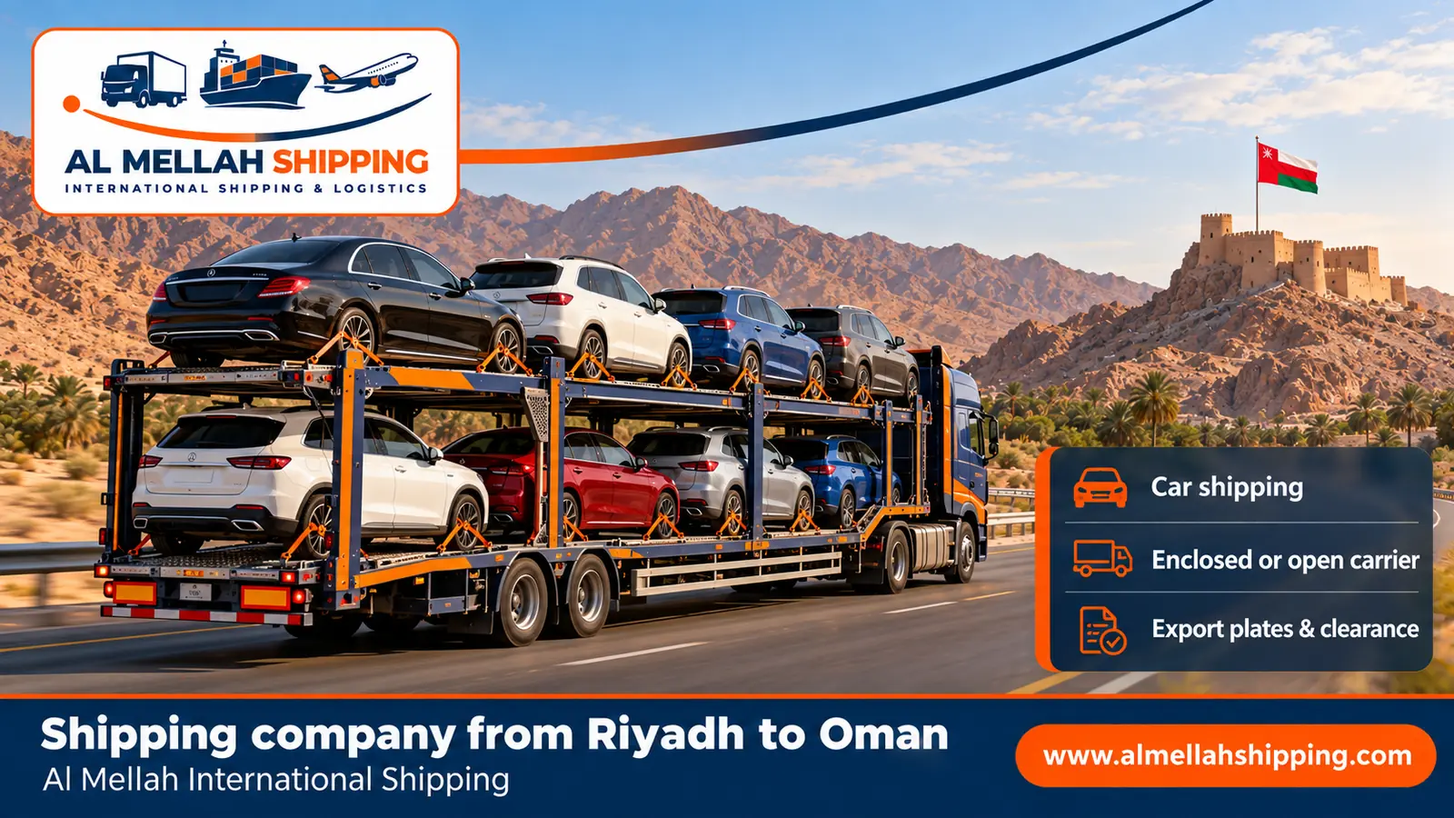 Car shipping from Riyadh to Oman with Al Mellah