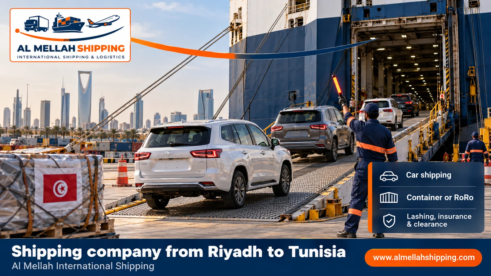 Car shipping from Riyadh to Tunisia with Al Mellah