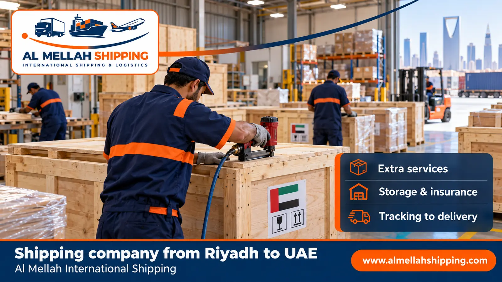 Packing and storage before shipping from Riyadh to the UAE