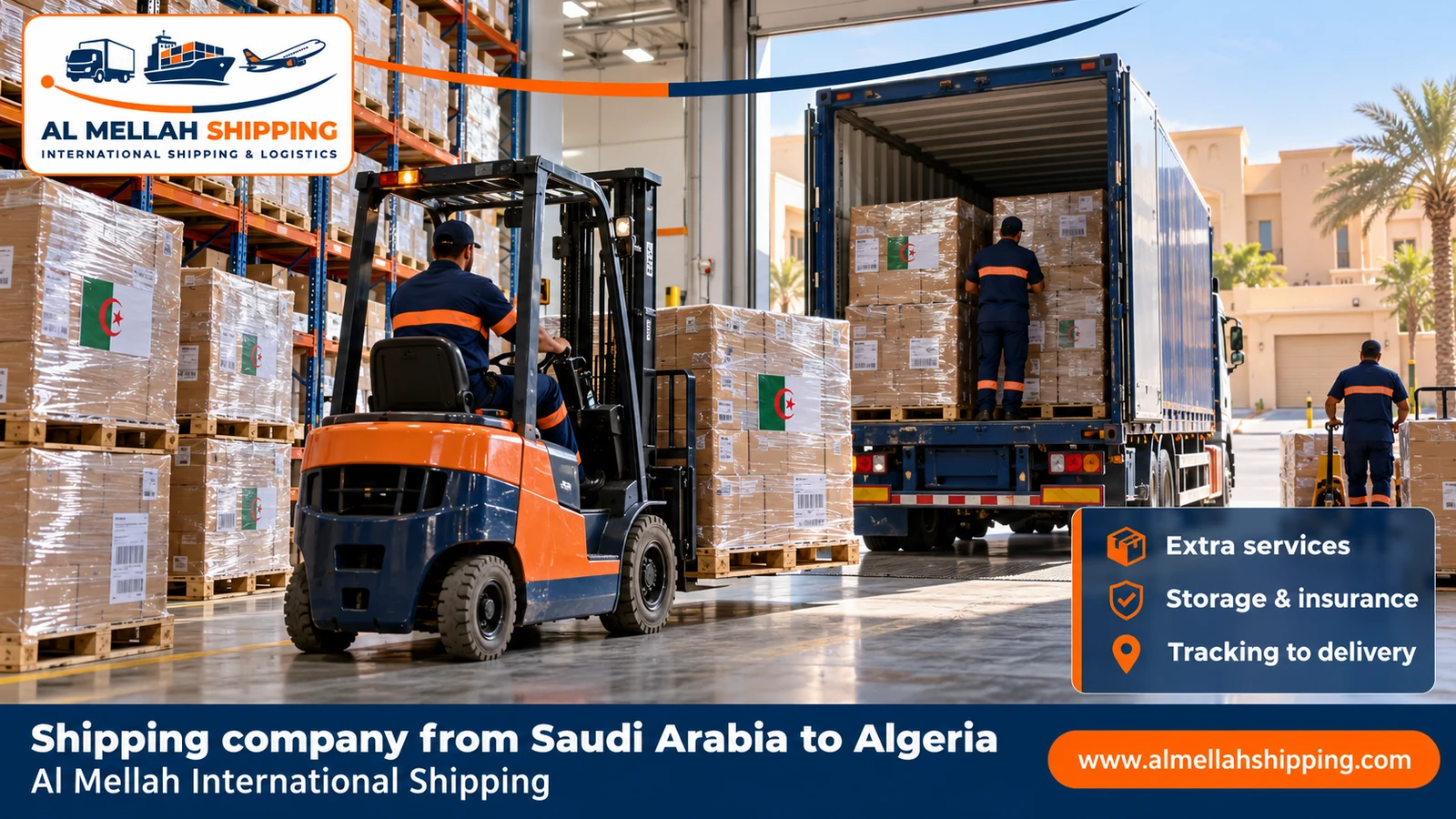 Packing and storing shipments before shipping from Saudi Arabia to Algeria