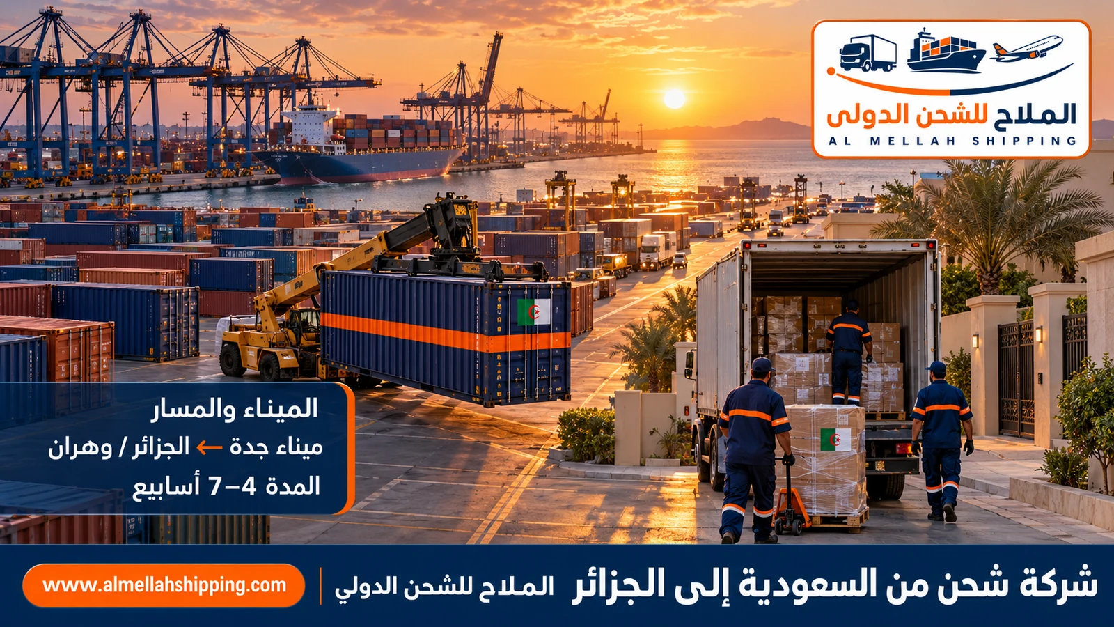 مسار الشحن من السعودية إلى الجزائر عبر ميناء جدة إلى الجزائر ووهران