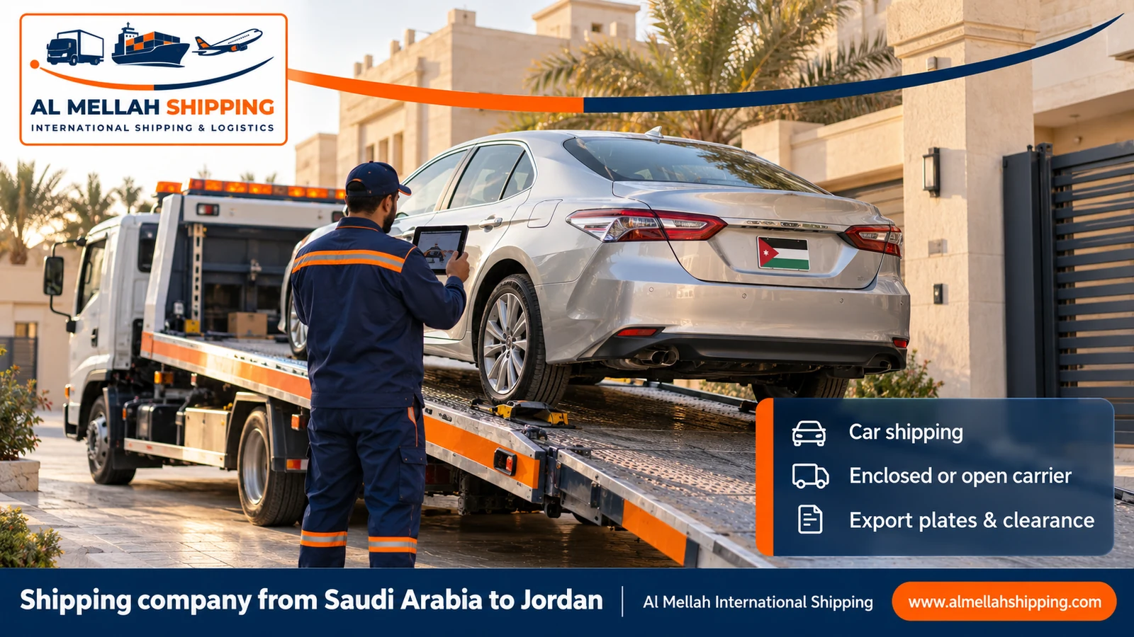 Car shipping from Saudi Arabia to Jordan with Al Mellah