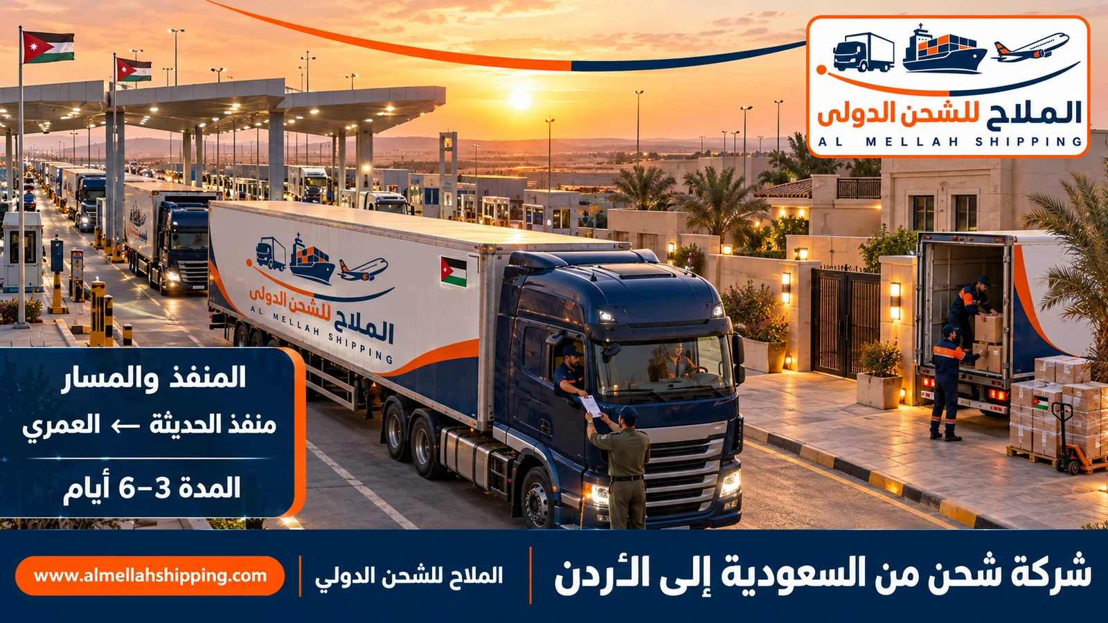 مسار الشحن من السعودية إلى الأردن عبر منفذ الحديثة وحالة عمار