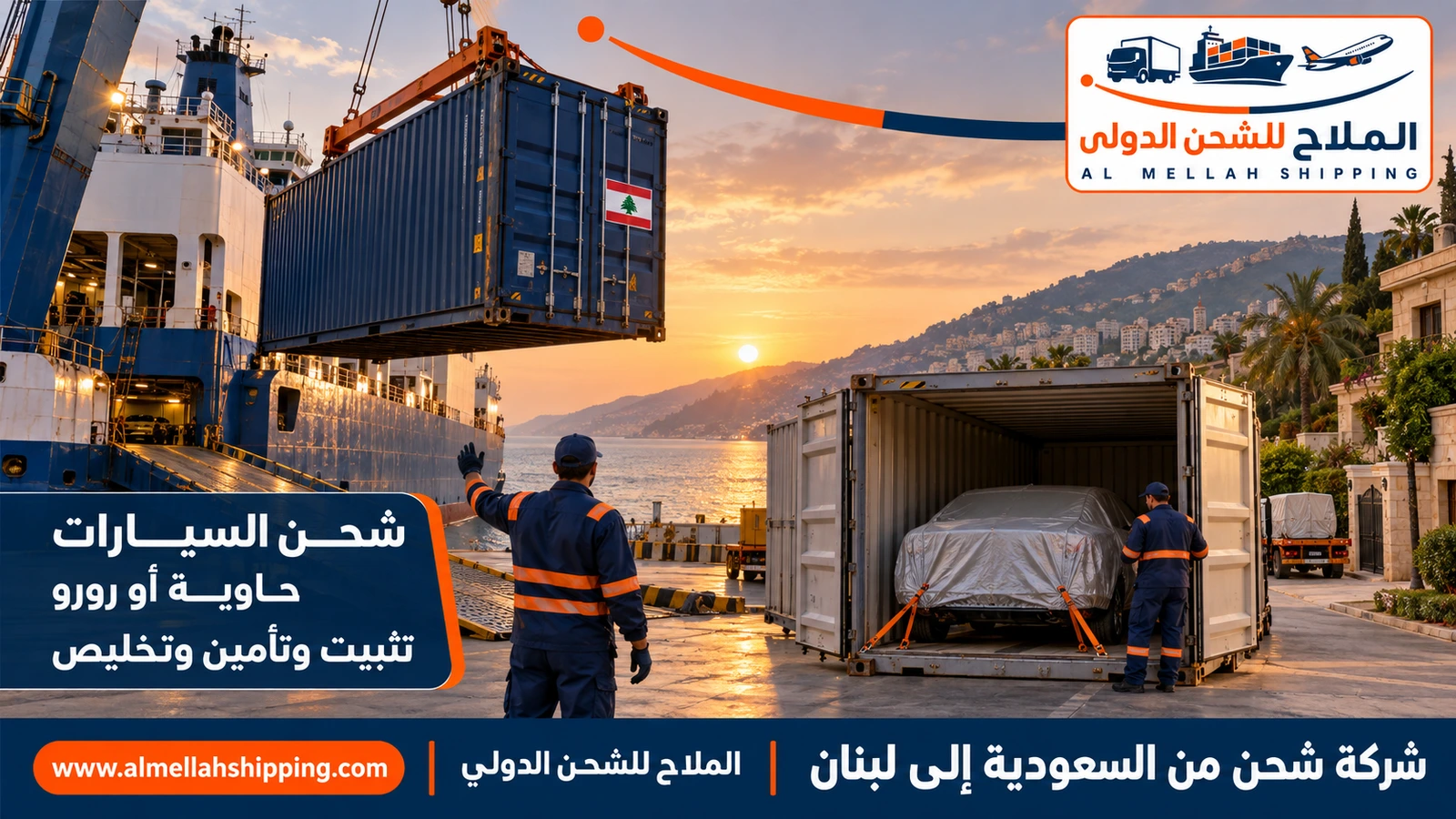 شحن سيارات من السعودية إلى لبنان مع الملاح